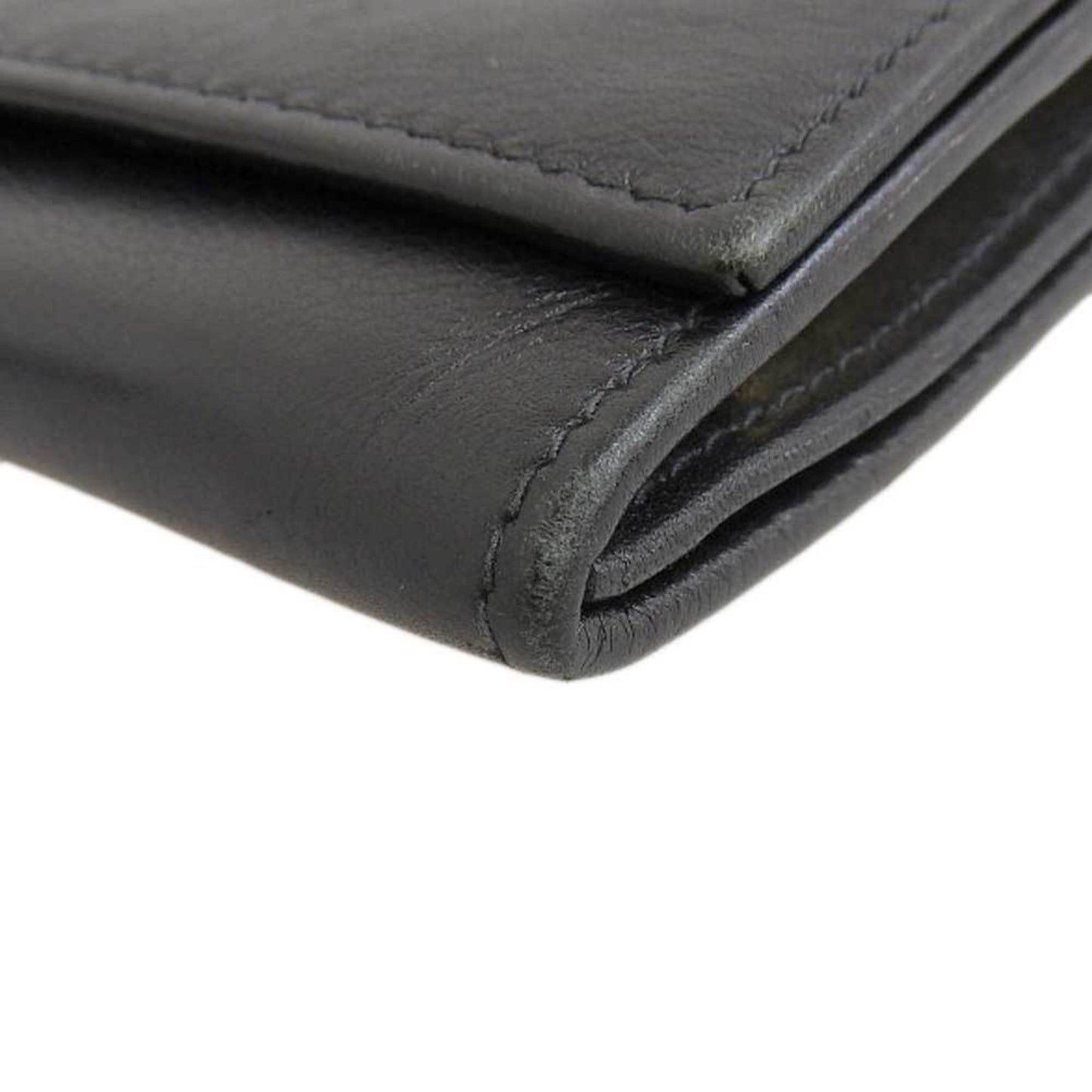 Celine bi-fold long wallet leather black with hook