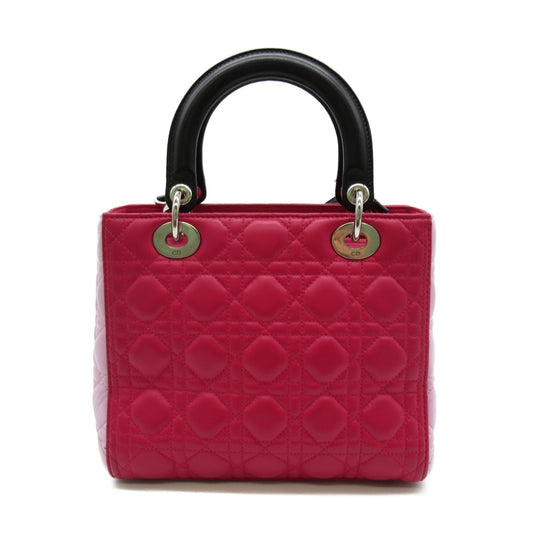 Dior Lady dior tote Pink Black Lambskin [sheep leather]