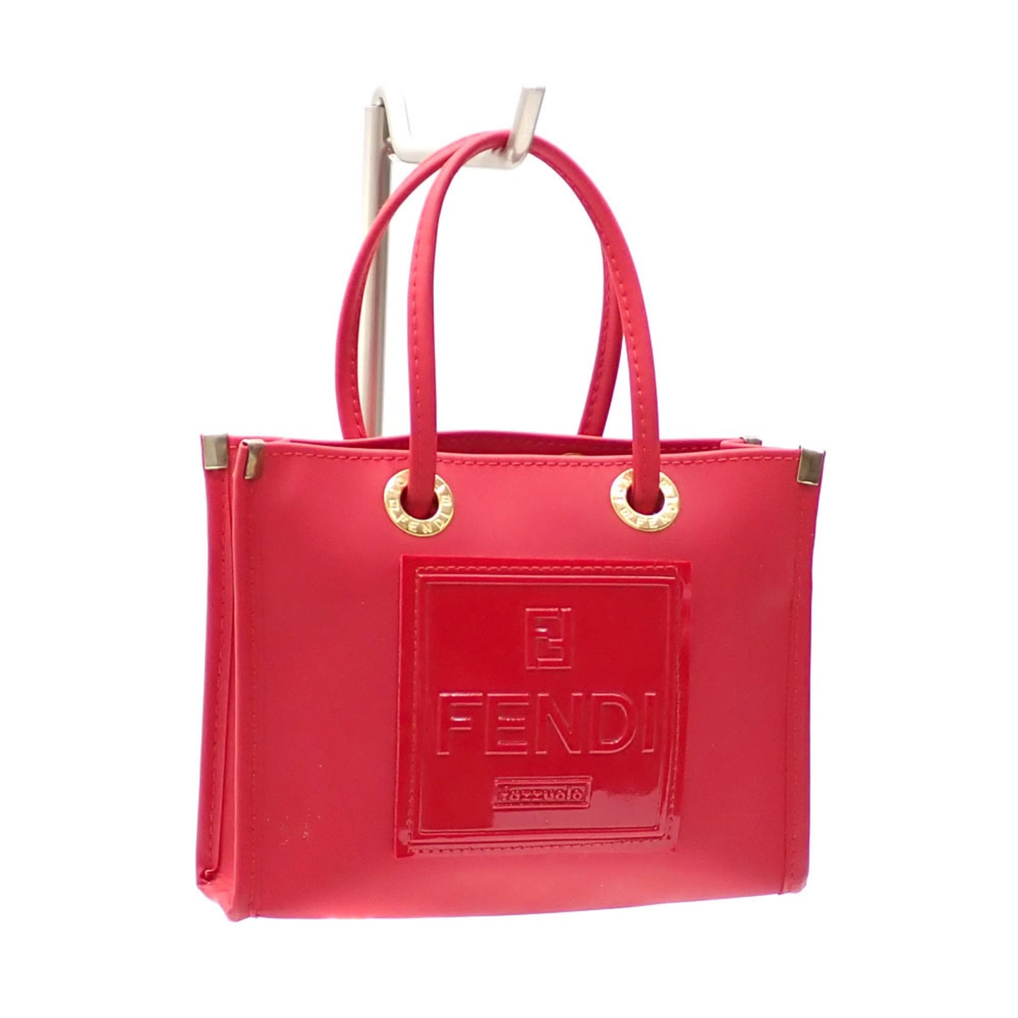 FENDI handbag ladies red rubber canvas