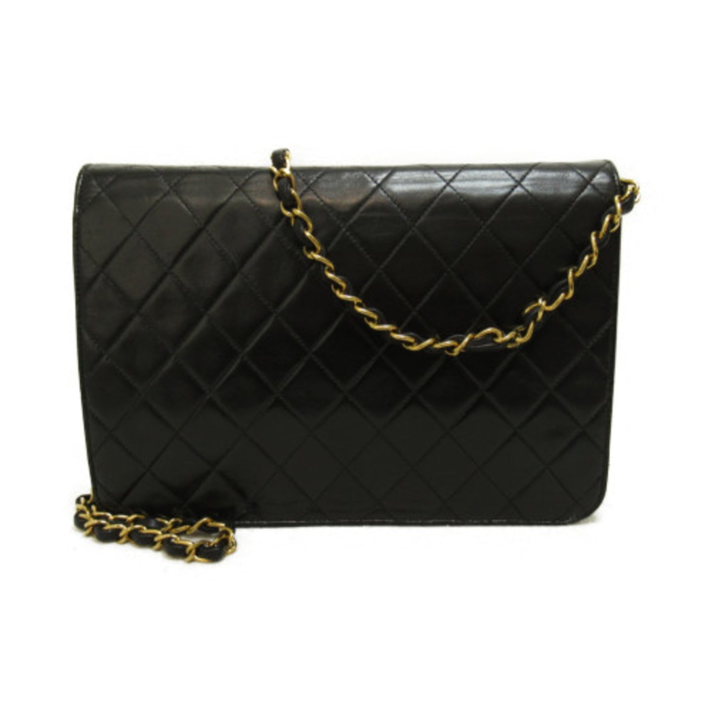 CHANEL Pushlock Matelasse ChainShoulder bag Black Lambskin [sheep leather]