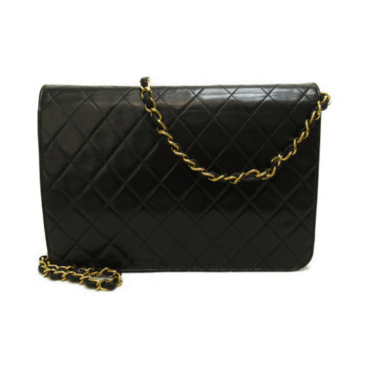 CHANEL Pushlock Matelasse ChainShoulder bag Black Lambskin [sheep leather]