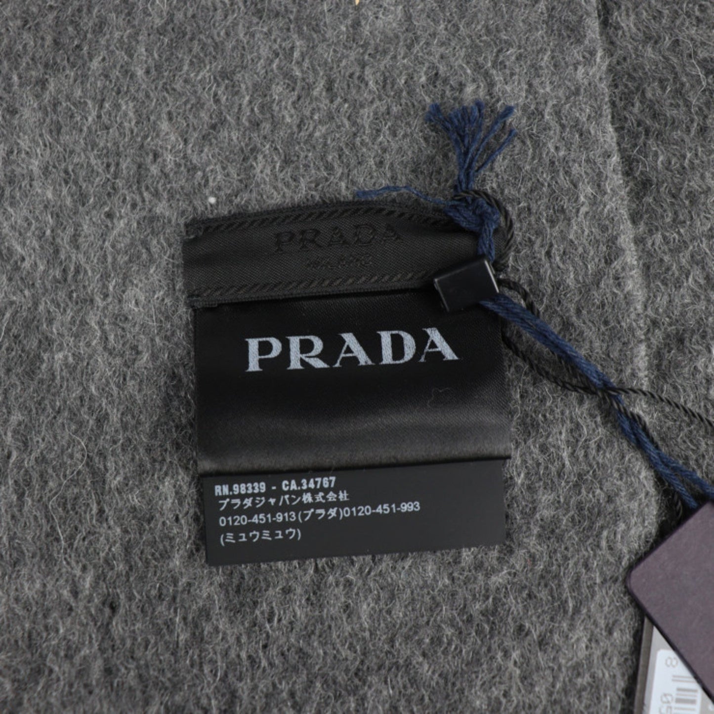 PRADA muffler USC182 cashmere 50% wool ARDESIA gray system with tag