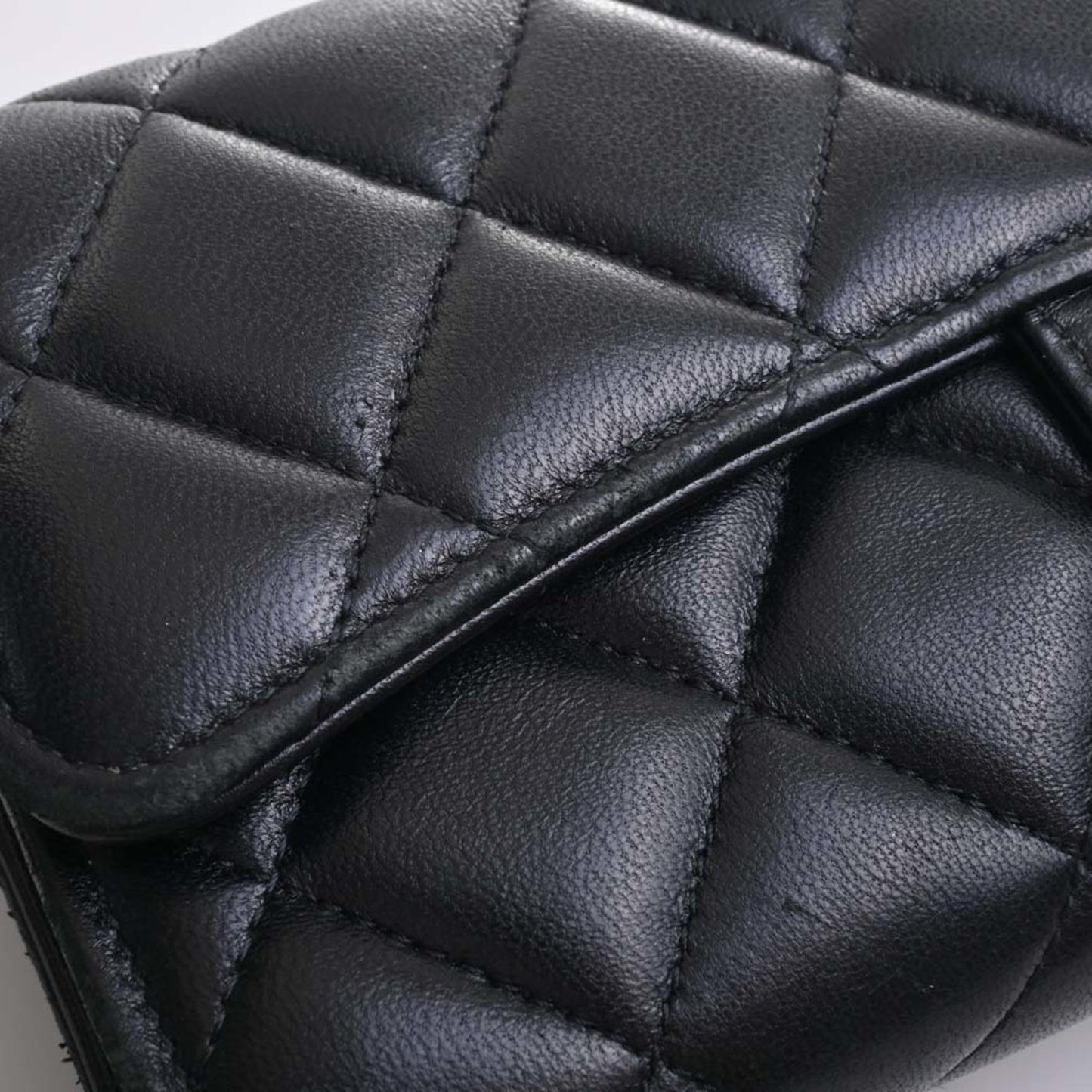 CHANEL Lambskin Matelasse Coco Mark Bifold Long Wallet Black Ladies