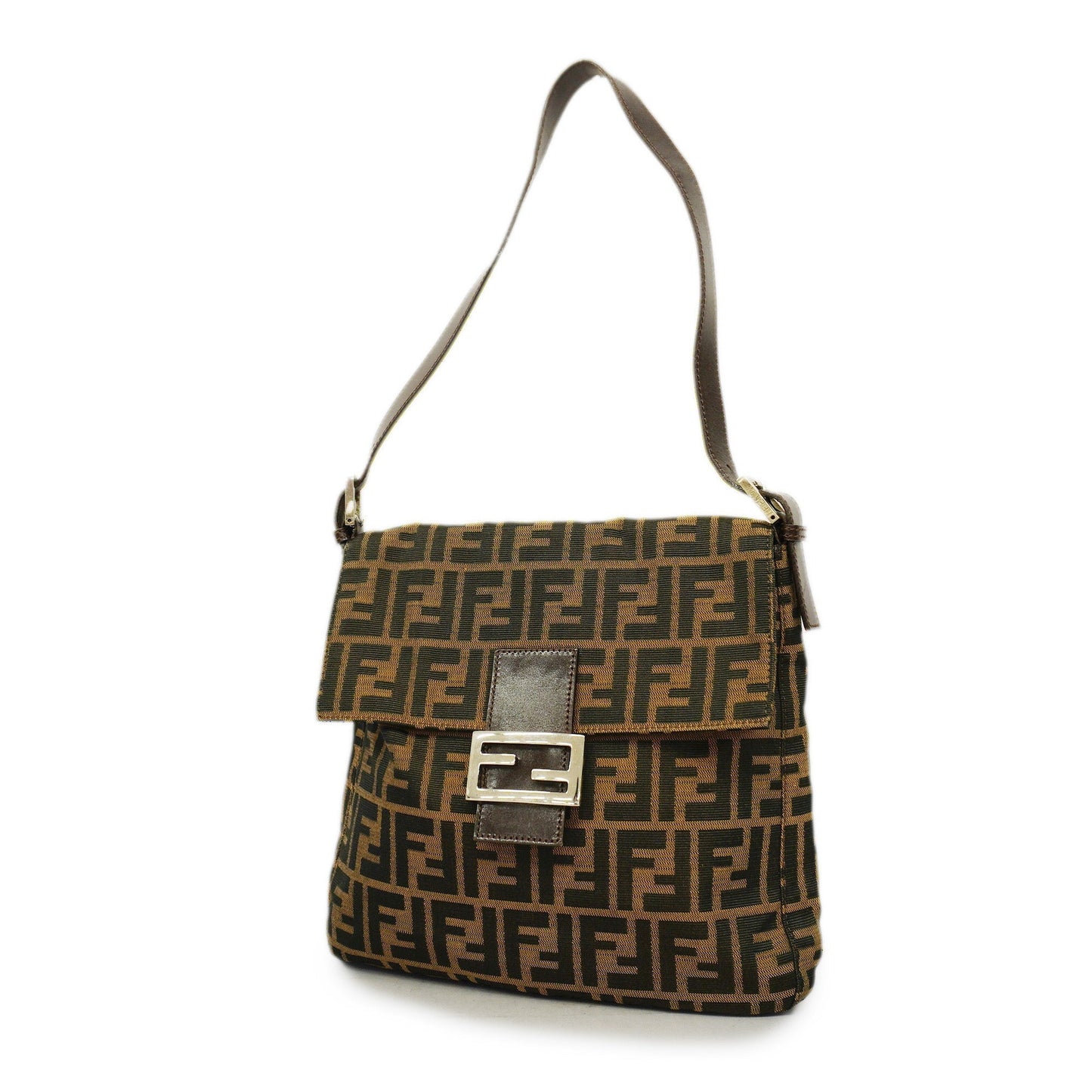 FENDI  Zucca Mamma Bucket Women's Nylon Canvas,Leather Handbag Brown