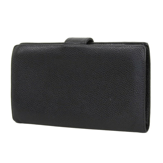 CHANEL long wallet with coco mark leather black seal 7 series A13498