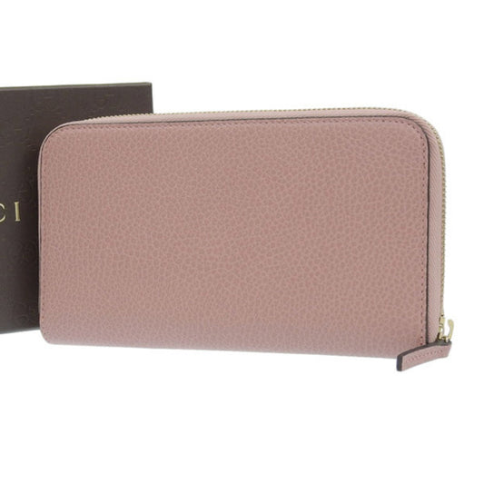 GUCCI Interlocking G Leather Long Wallet 449347 Pink Women's