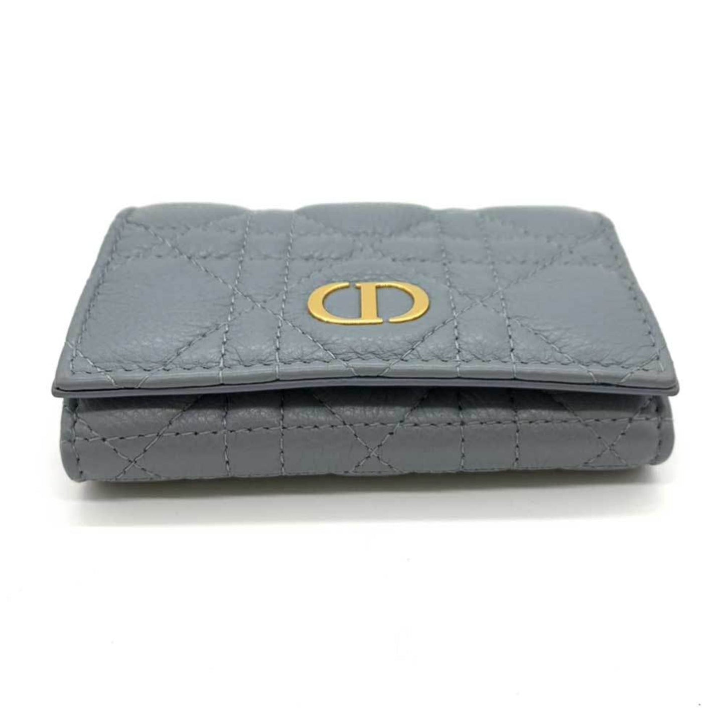 CHRISTIAN DIOR Wallet Caro Cannage XS Coin Case Purse Cloud Blue Bifold CD Ladies Calfskin Leather S5132UWHC ChristianDior