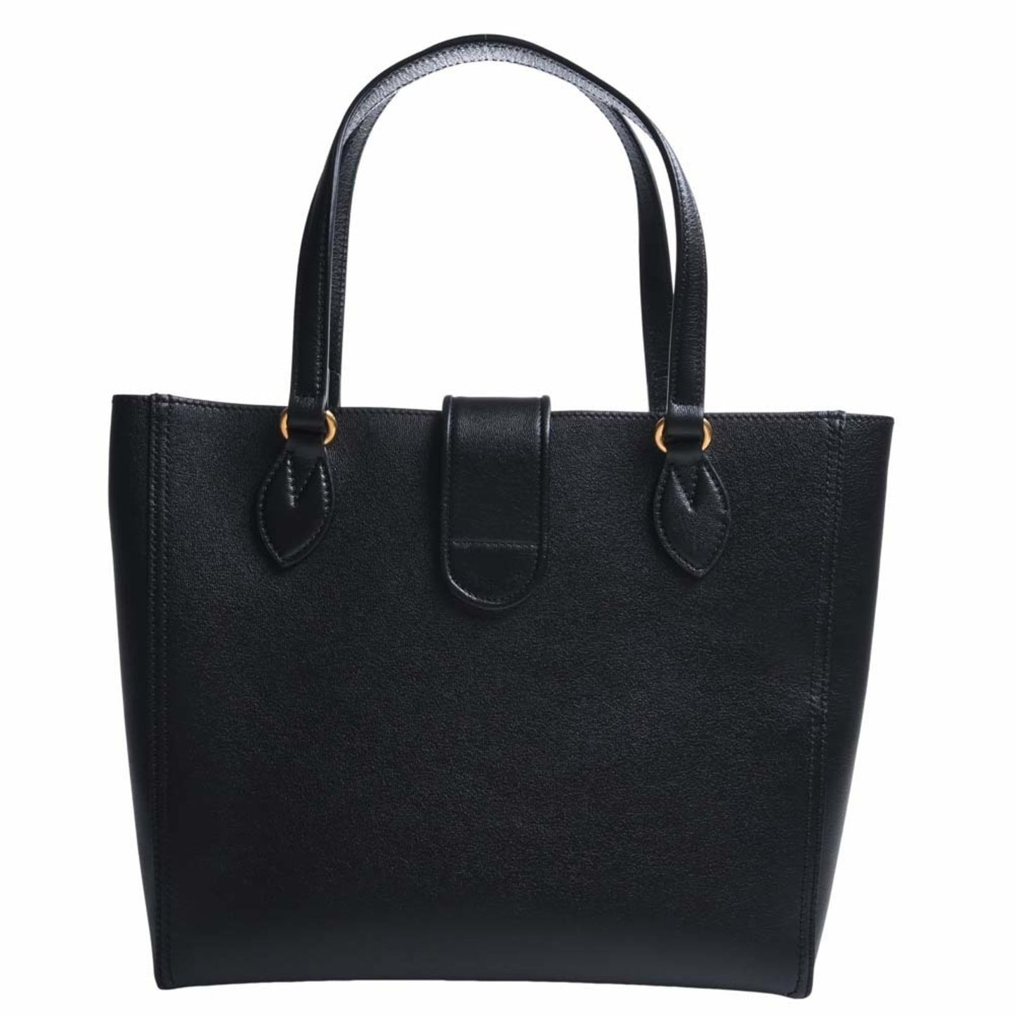 GUCCI Leather Double G Small Tote Bag 652680 Black Ladies