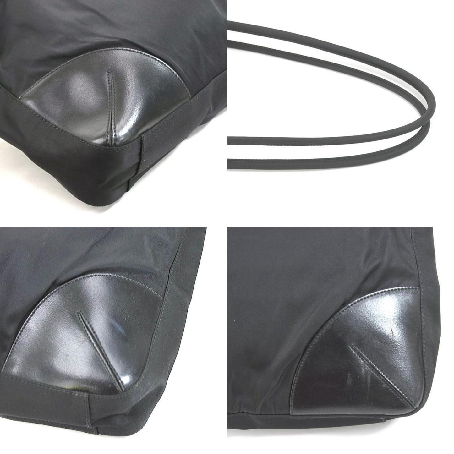 PRADA shoulder bag tote nylon / leather black silver unisex