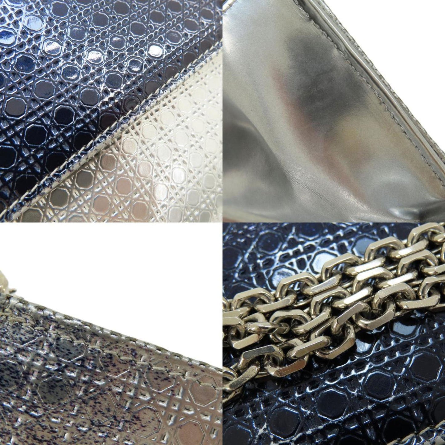 CHRISTIAN DIOR Chain Lady Cannage Long Wallet Calf Women's