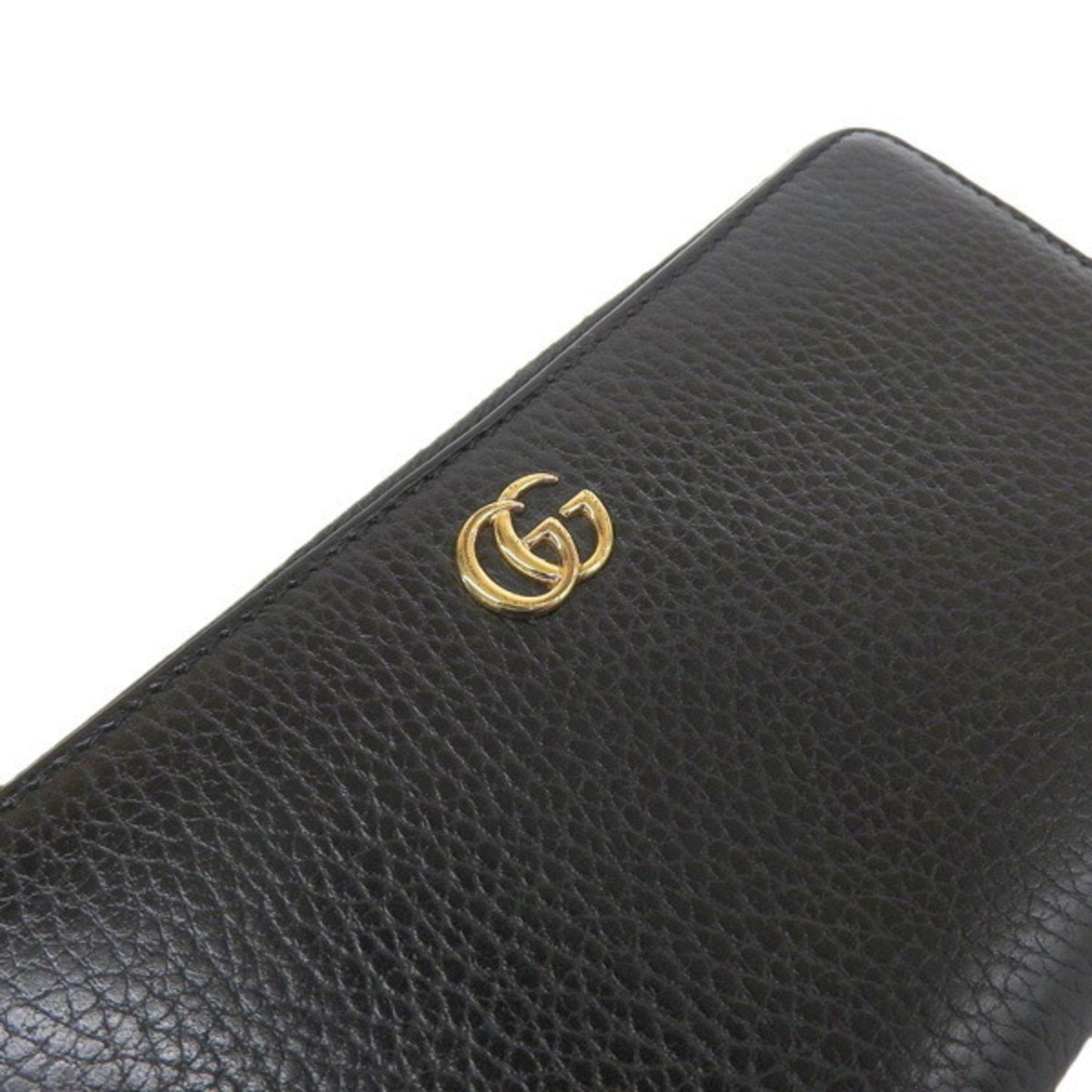 Gucci GG Petite Marmont Leather Zip Around Long Wallet Black