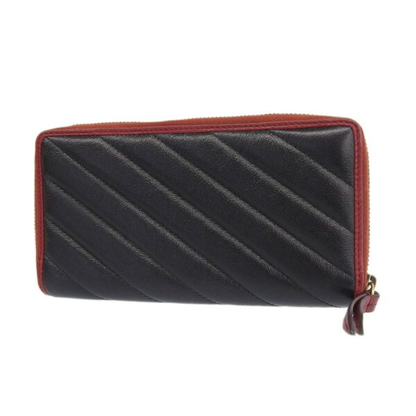 GUCCI GG Marmont Leather Round Long Wallet 573810 Black/Red Women's