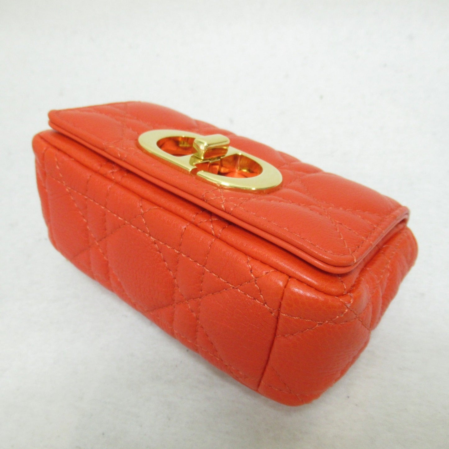 Dior card micro bag Orange leather S2022UWHC37O