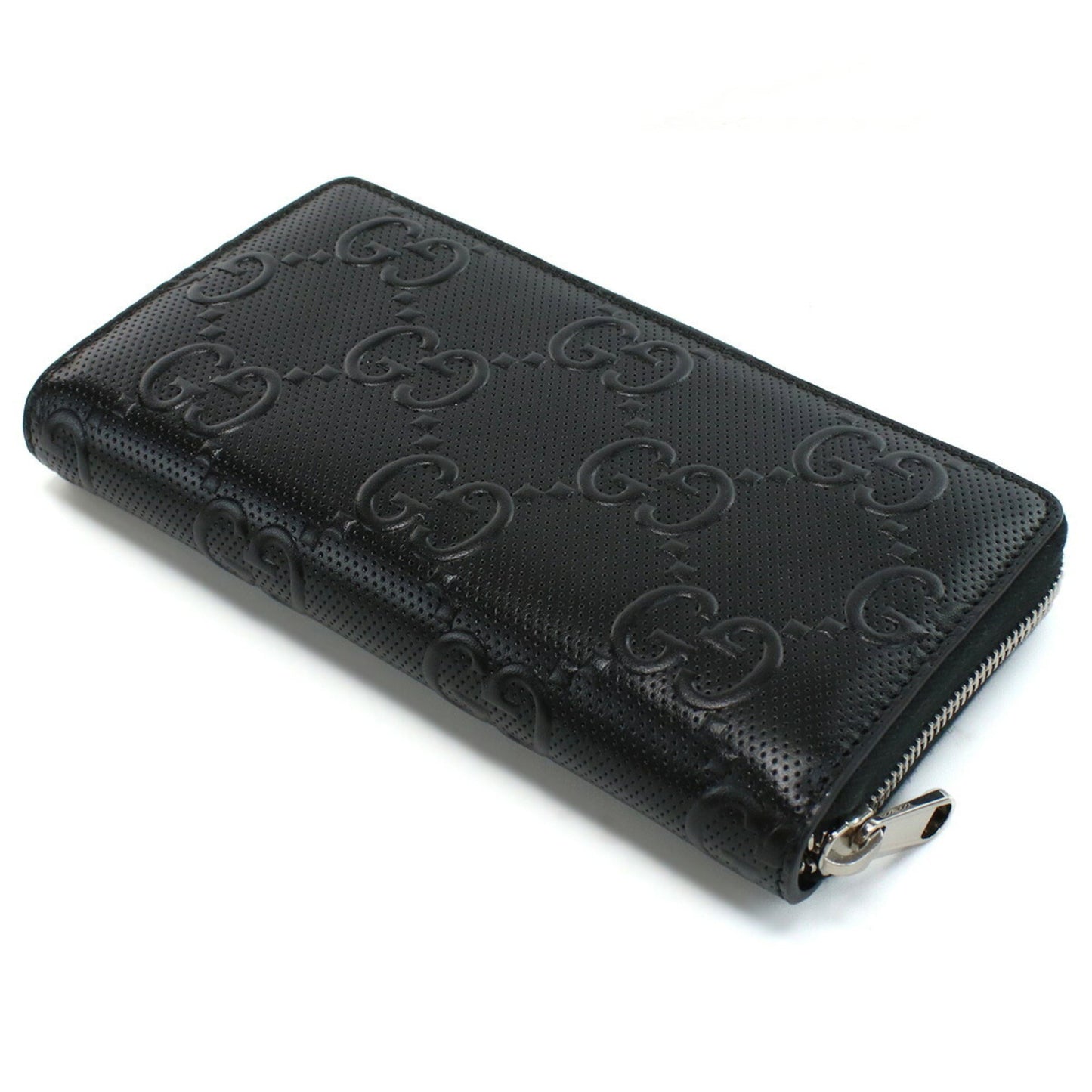 GUCCI GG LEATHER 625558 Long Wallet Black Men's