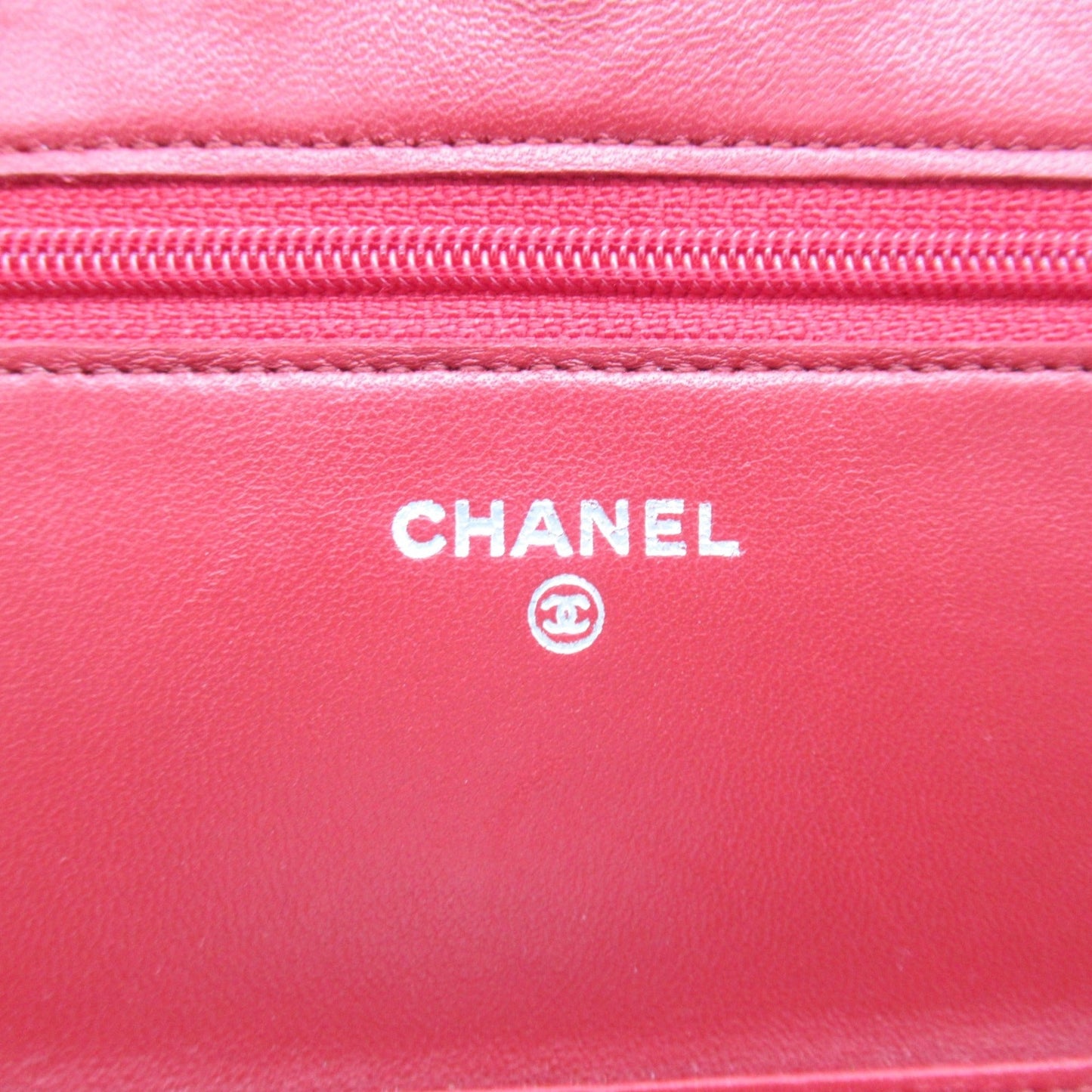 CHANEL Chain wallet Red Lambskin [sheep leather]