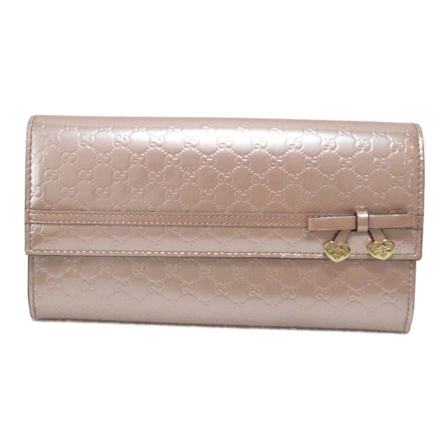 GUCCI ribbon charm wallet Pink Rose Gold enamel 258405