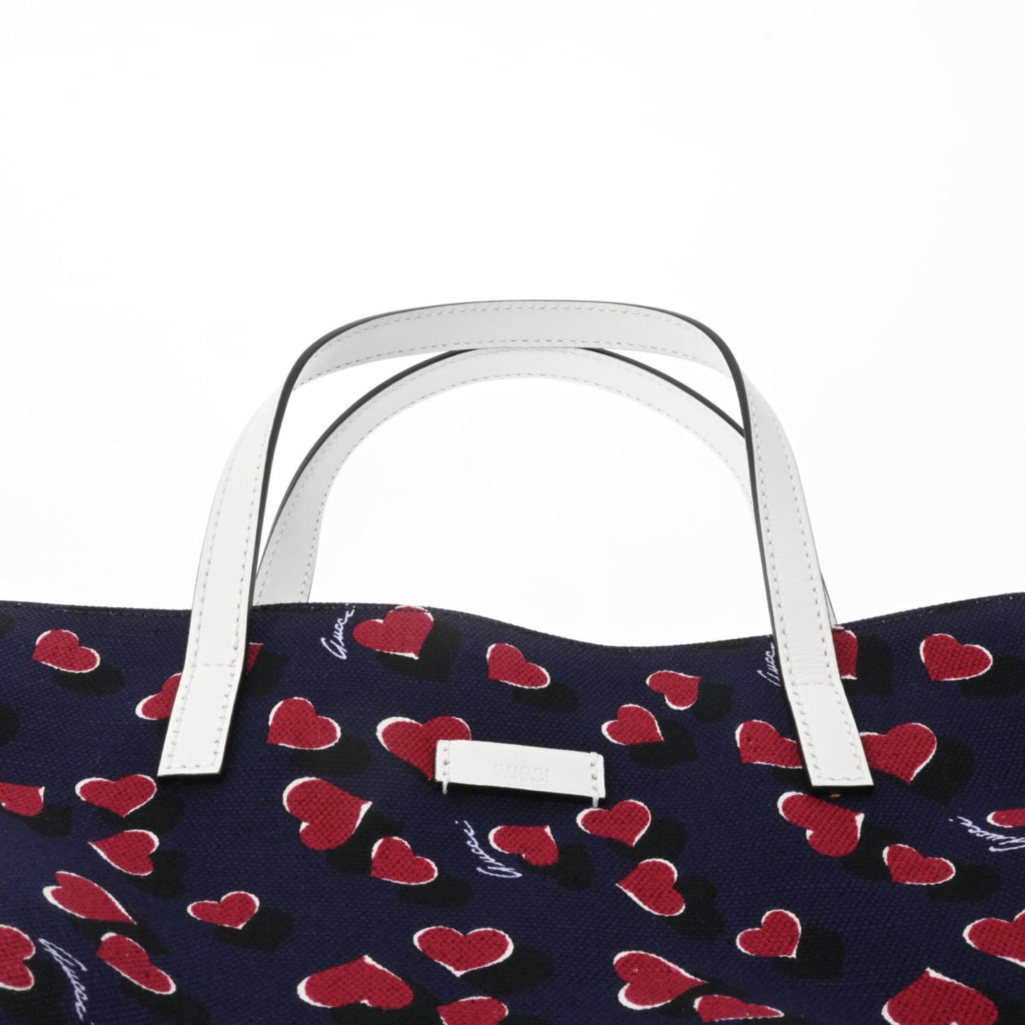 GUCCI Heart Print Navy 282439 Women's Canvas Tote Bag