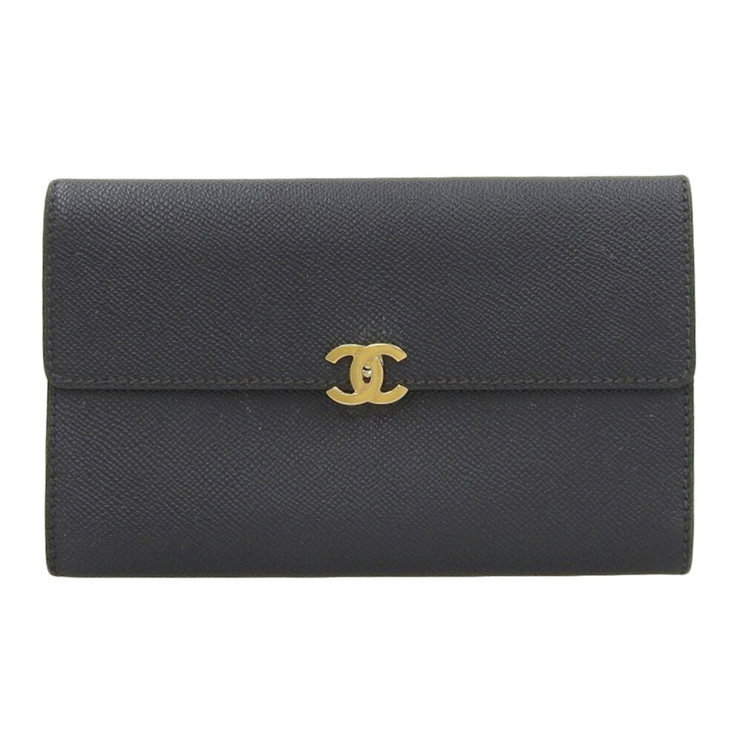 CHANEL here mark tri-fold wallet caviar skin black 5 series