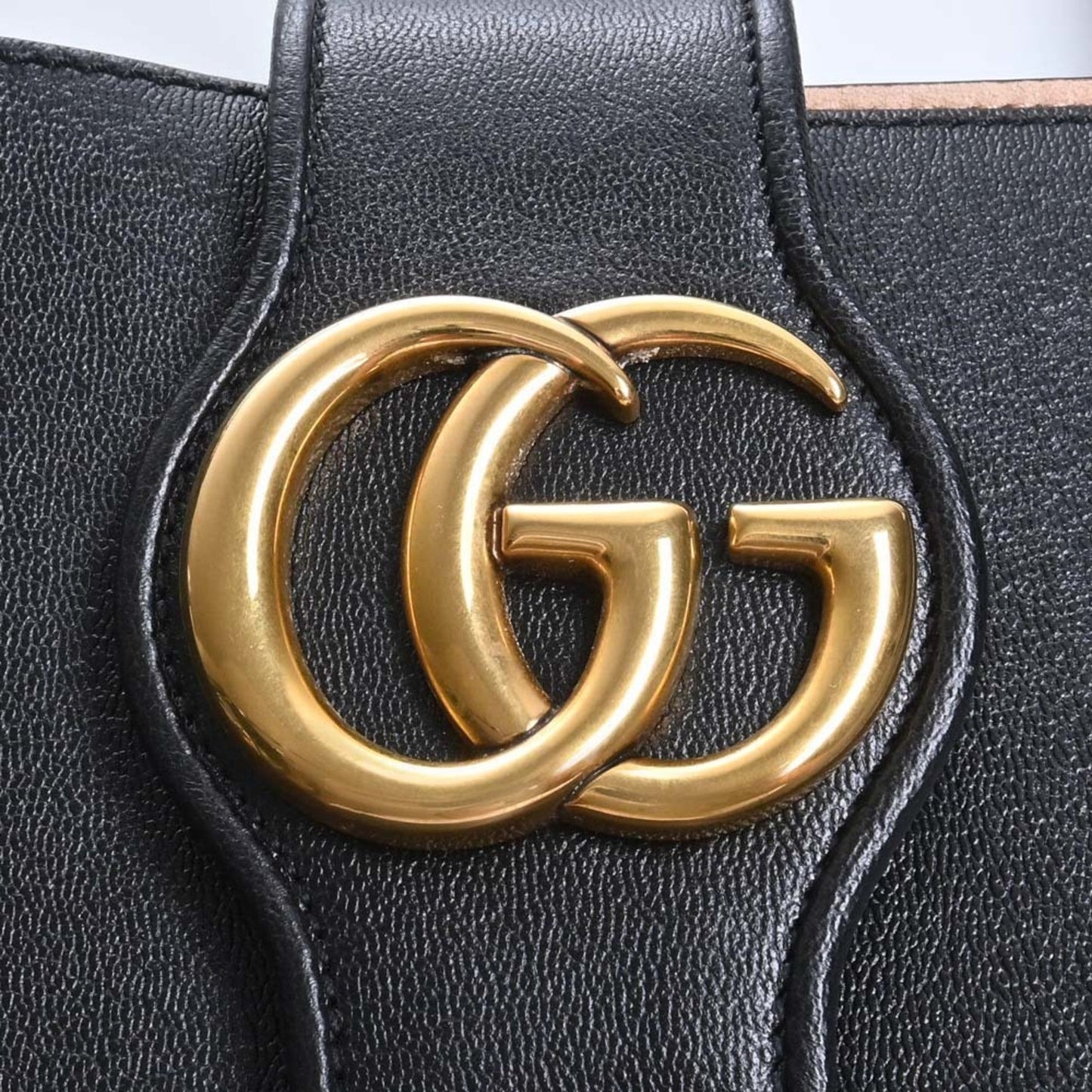 GUCCI Leather Double G Small Tote Bag 652680 Black Ladies