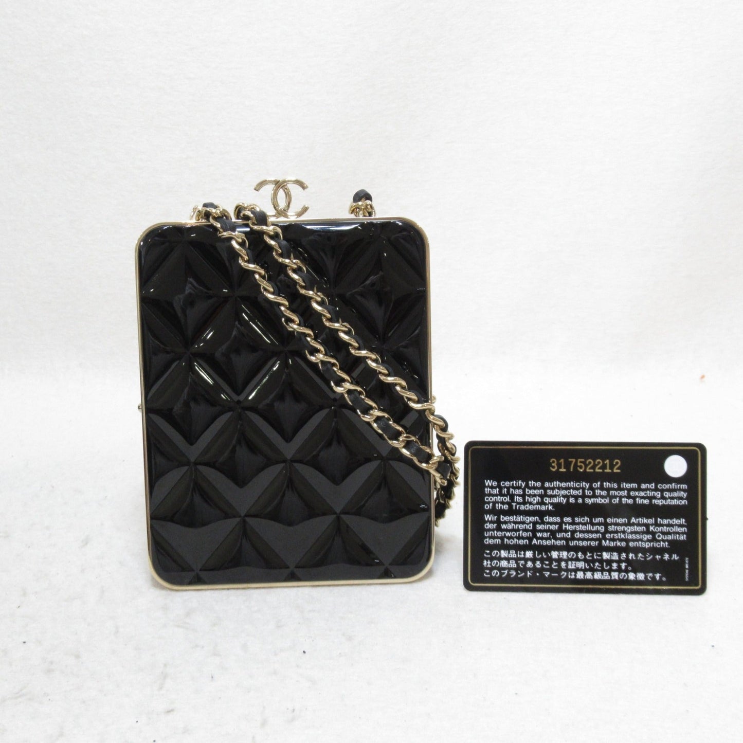 CHANEL Shoulder pouch Black Lambskin [sheep leather] enamel