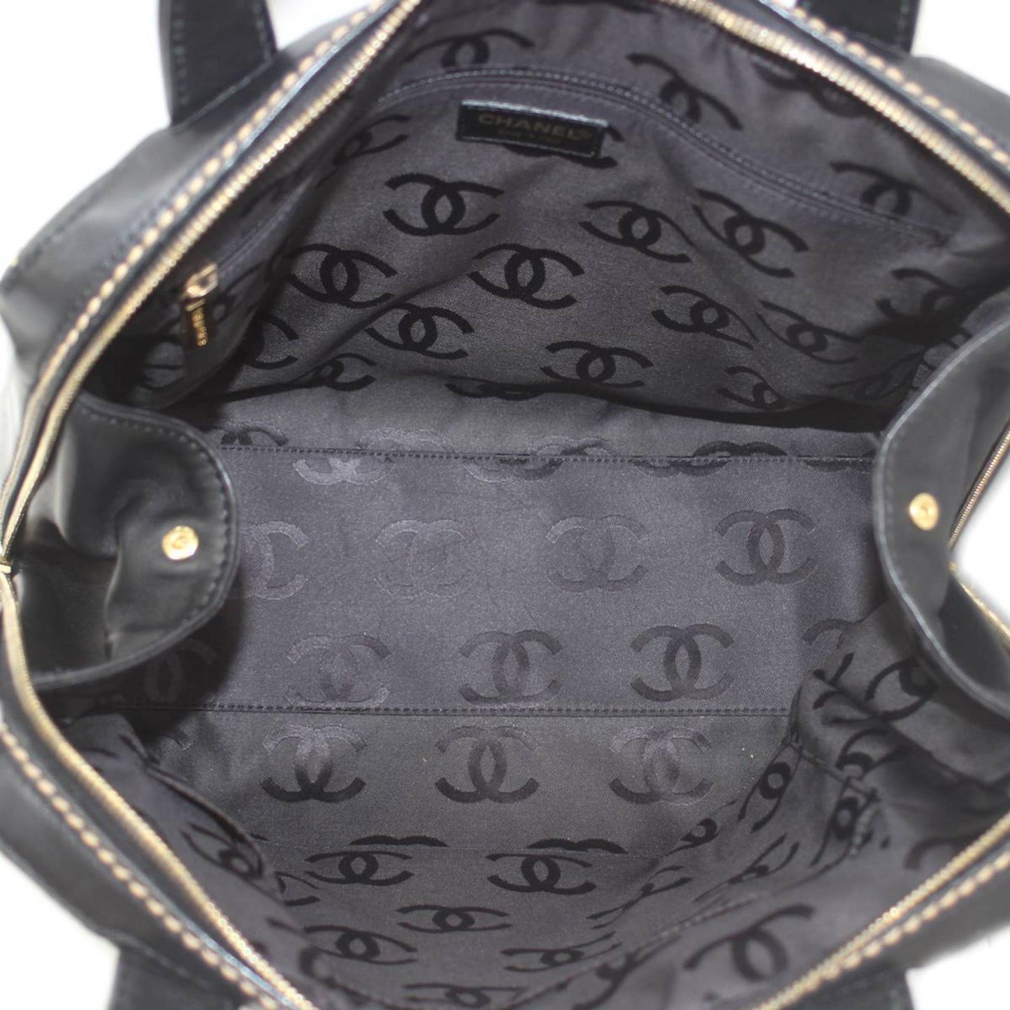 CHANEL Wild Stitch Coco Mark Handbag Leather Black 7687325