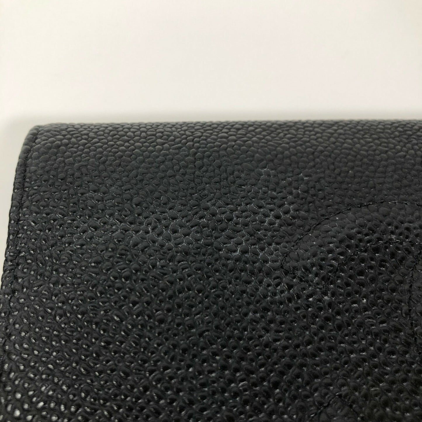 Chanel Long Wallet Coco Mark Caviar Skin Black Ladies CHANEL