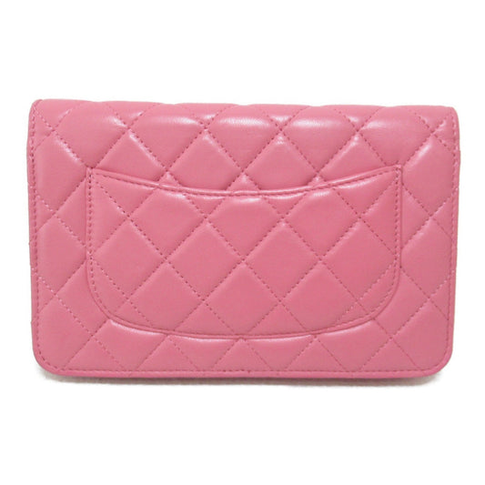 CHANEL Chain wallet Pink Lambskin [sheep leather]