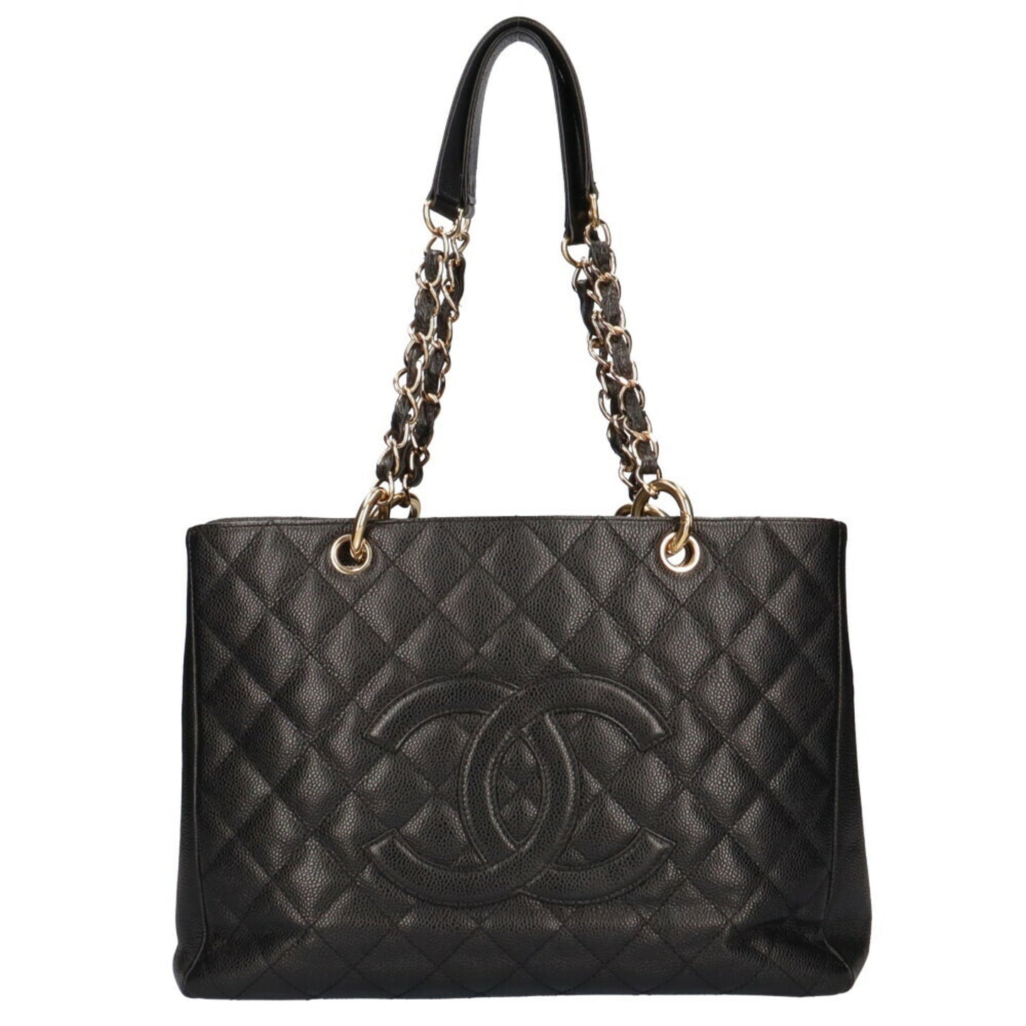 CHANEL chain matelasse shoulder bag caviar skin black ladies