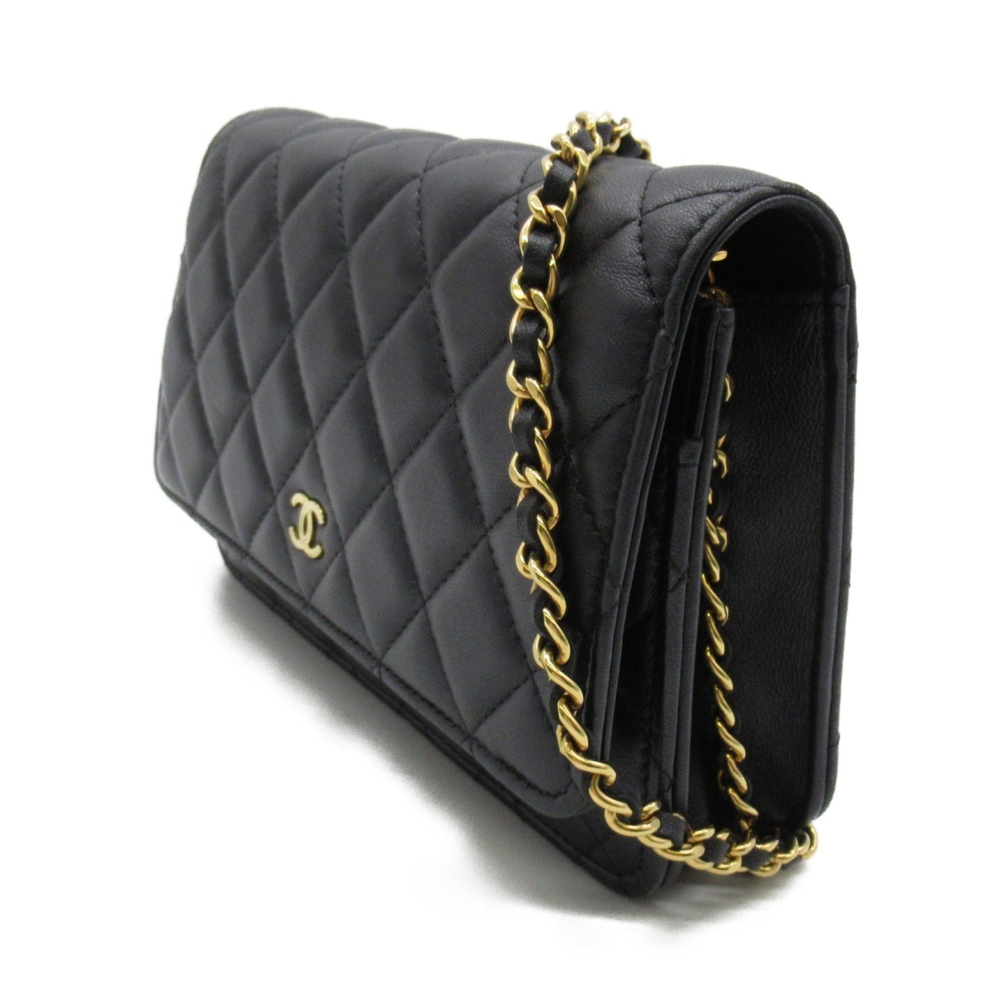 CHANEL Chain wallet Black Lambskin [sheep leather]