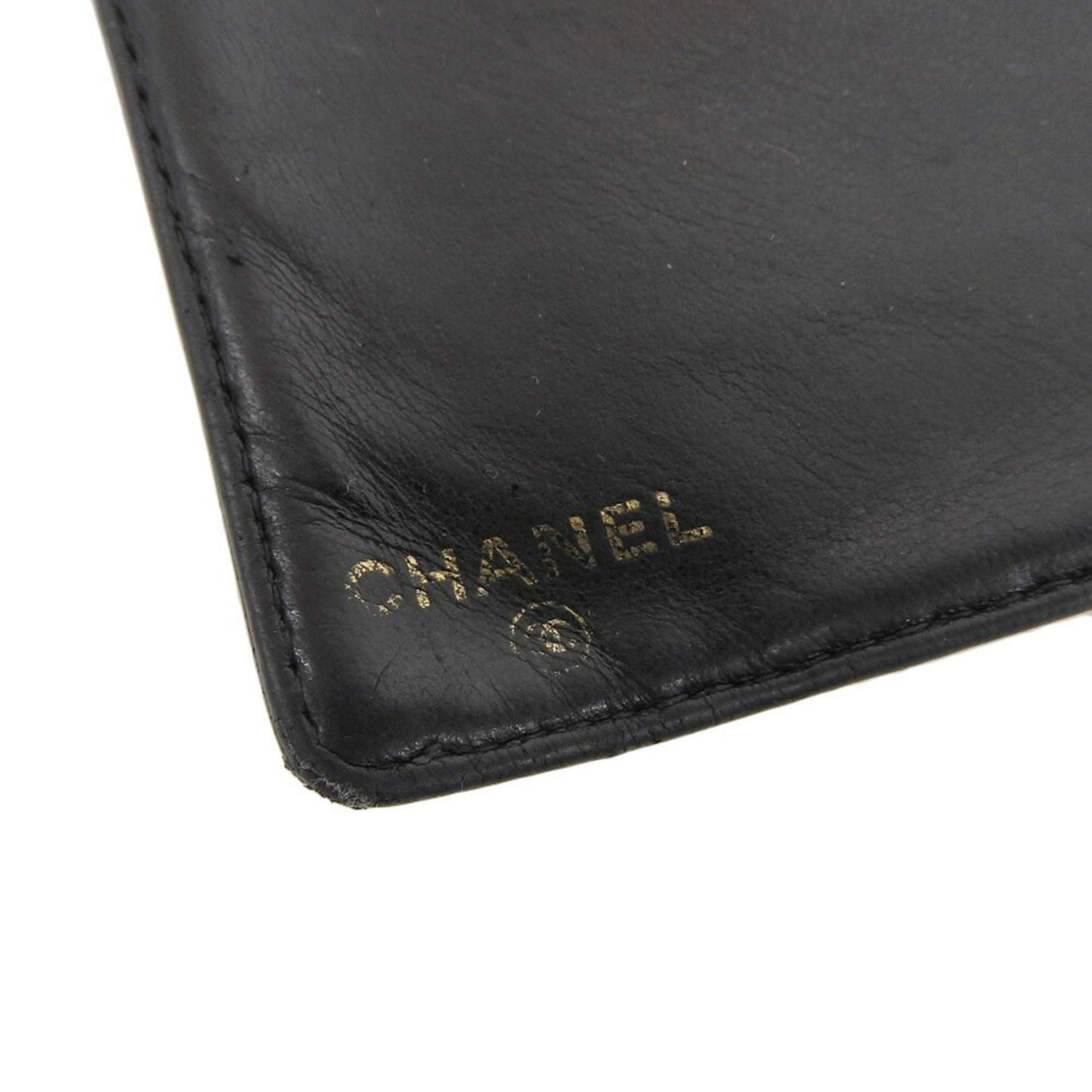 CHANEL long wallet with coco mark leather black seal 7 series A13498