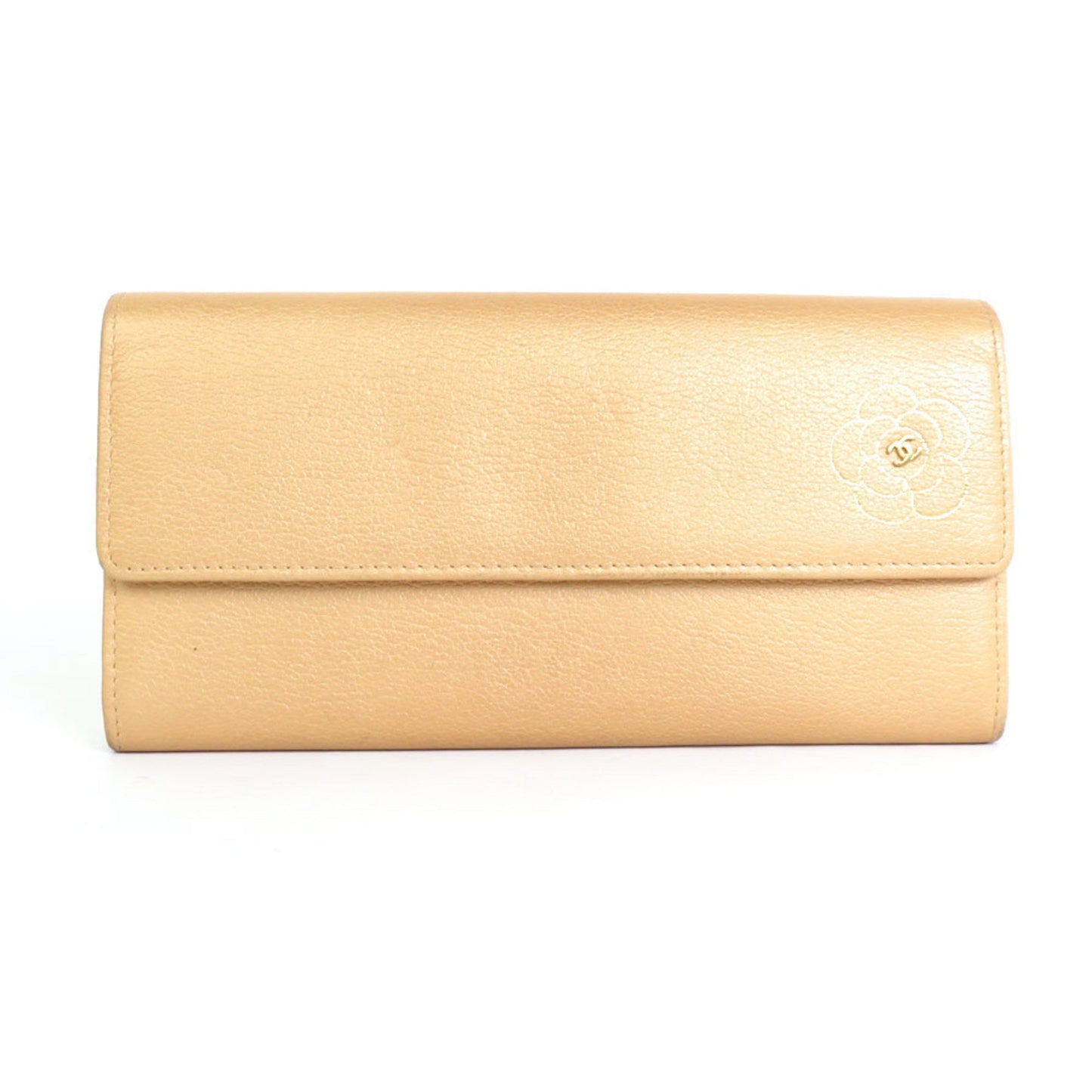 CHANEL long wallet butterfly camellia leather gold ladies 55186f