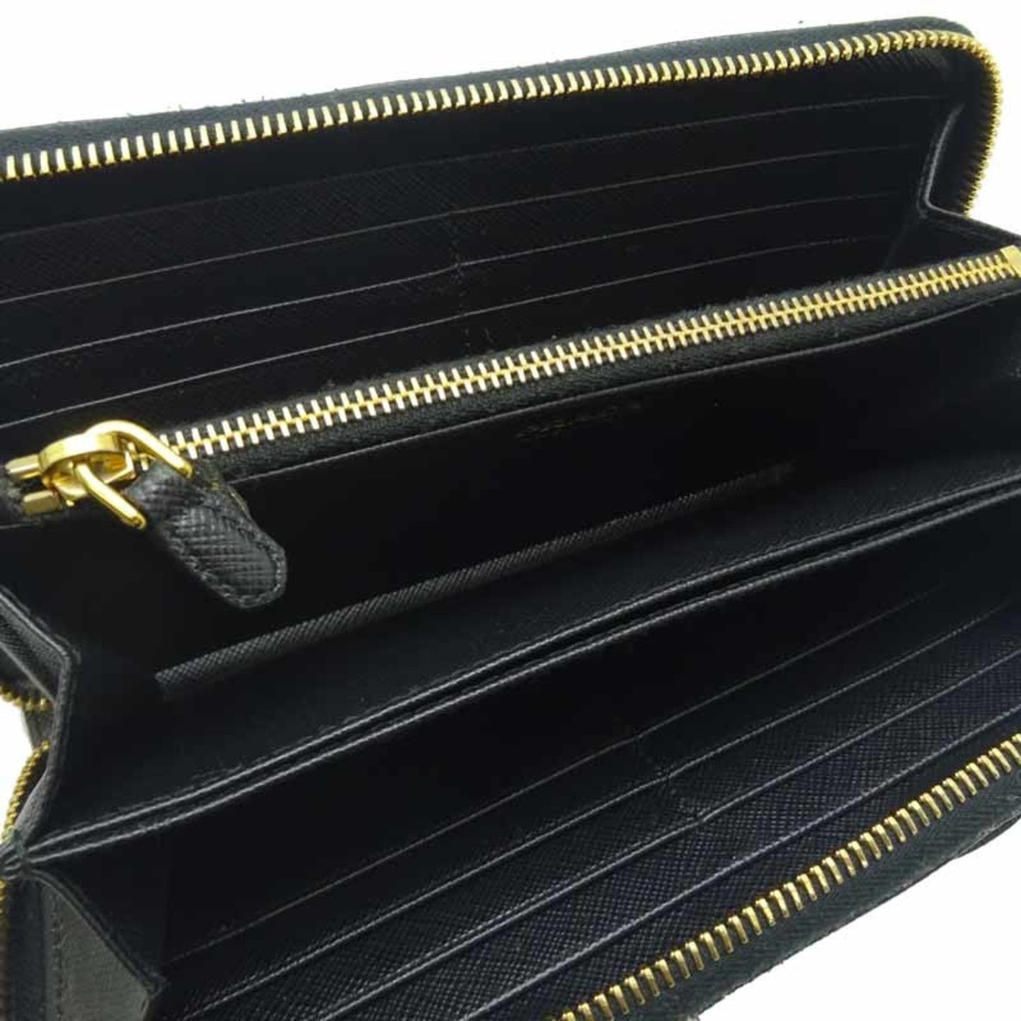 PRADA Ribbon Round Zipper Wallet Ladies' Long 1ML506 Saffiano Leather NERO Nero Black