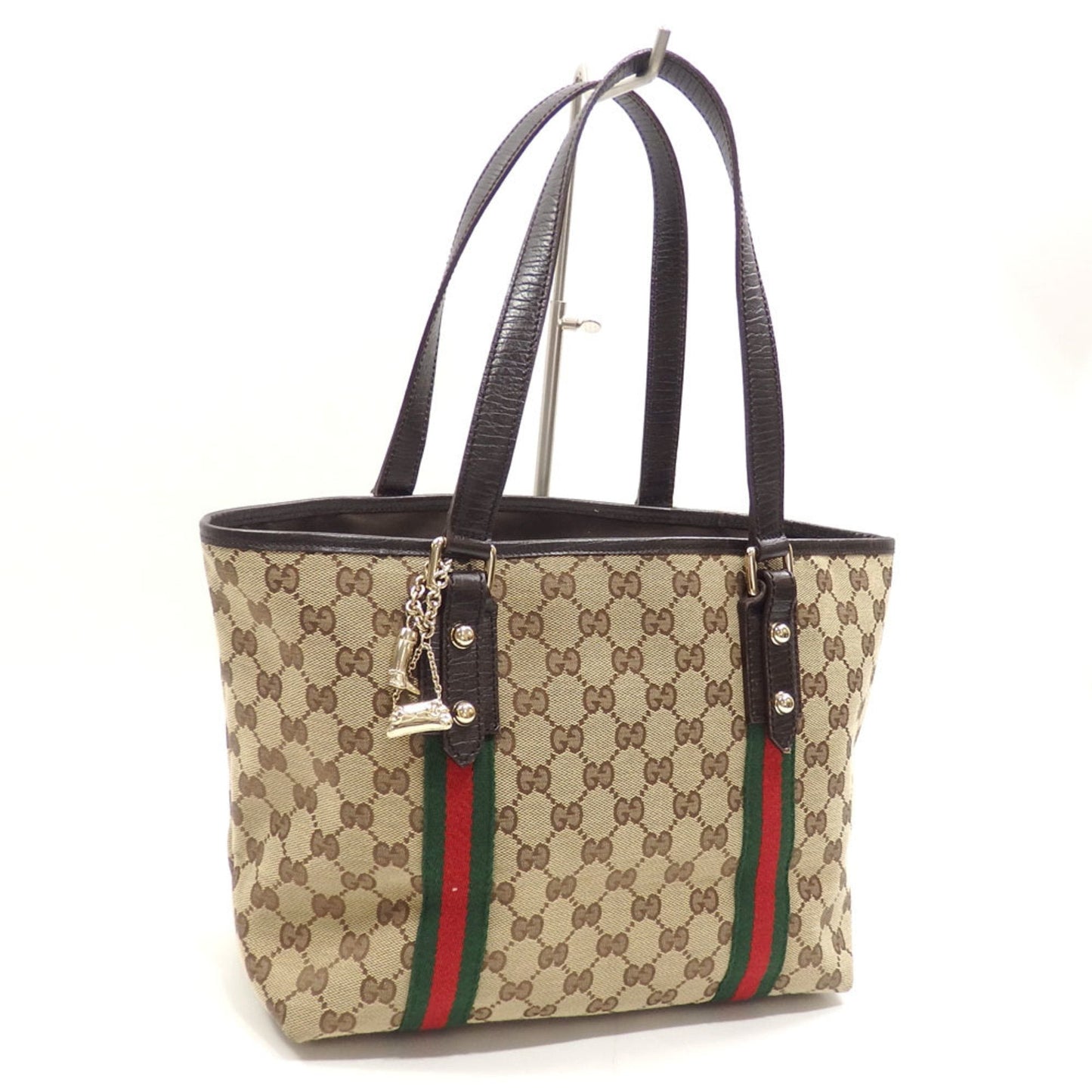 GUCCI Handbag Women's Brown Beige GG Canvas 137396 Tote Sherry Webbing Line