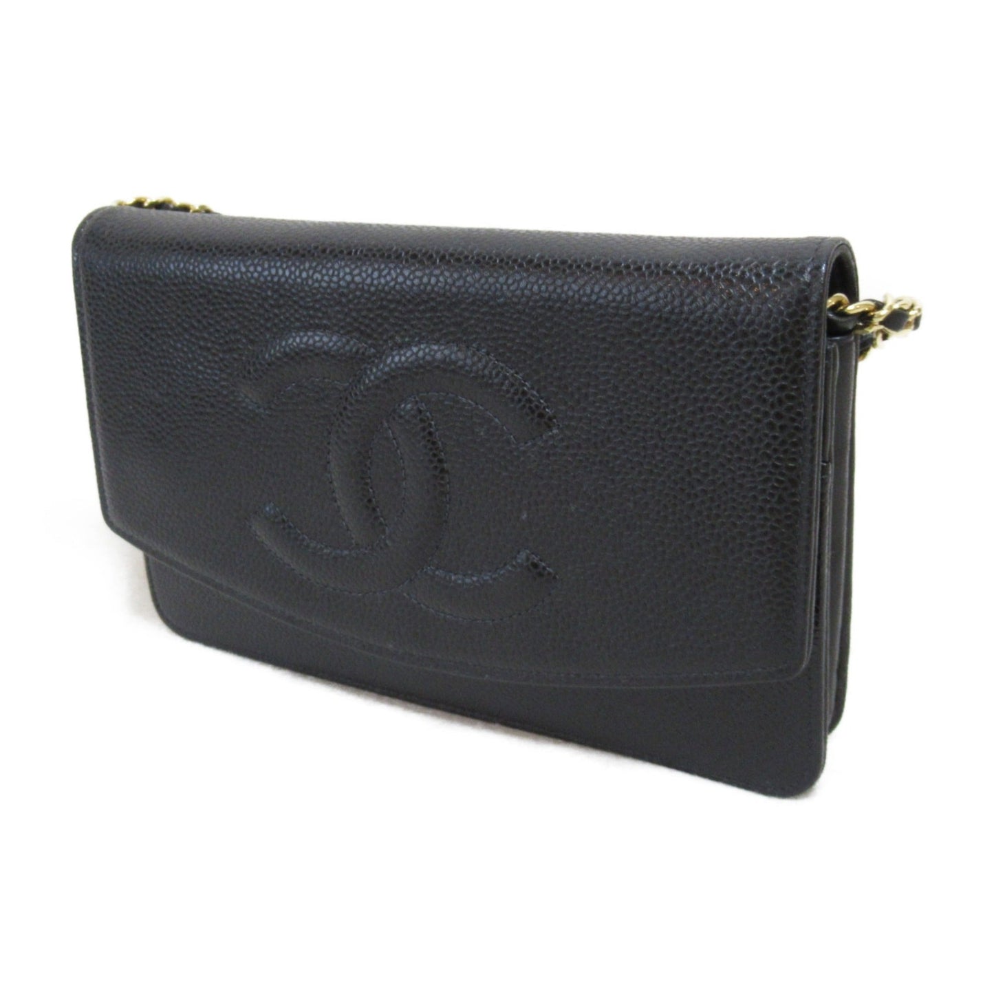 CHANEL Chain wallet Black Caviar Skin [Grained Calf]