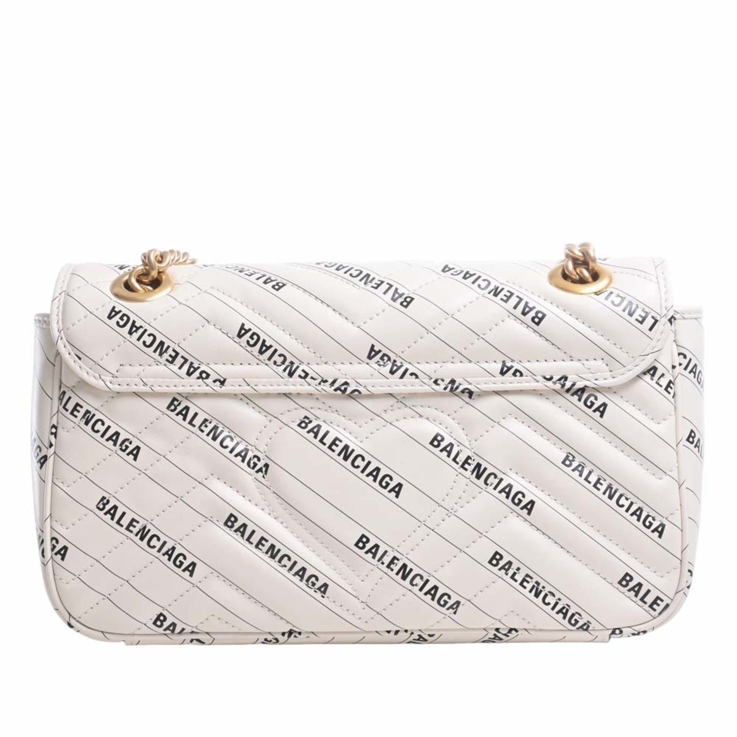 GUCCI Balenciaga Collaboration GG Marmont Leather The Hacker Project Small Chain Shoulder Bag 443497 White Ladies