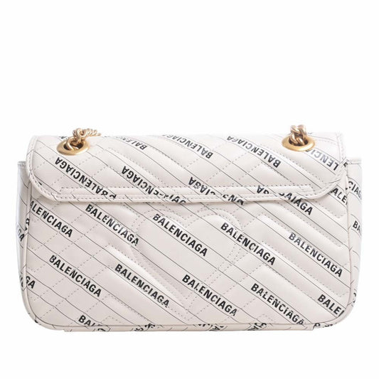 GUCCI Balenciaga Collaboration GG Marmont Leather The Hacker Project Small Chain Shoulder Bag 443497 White Ladies