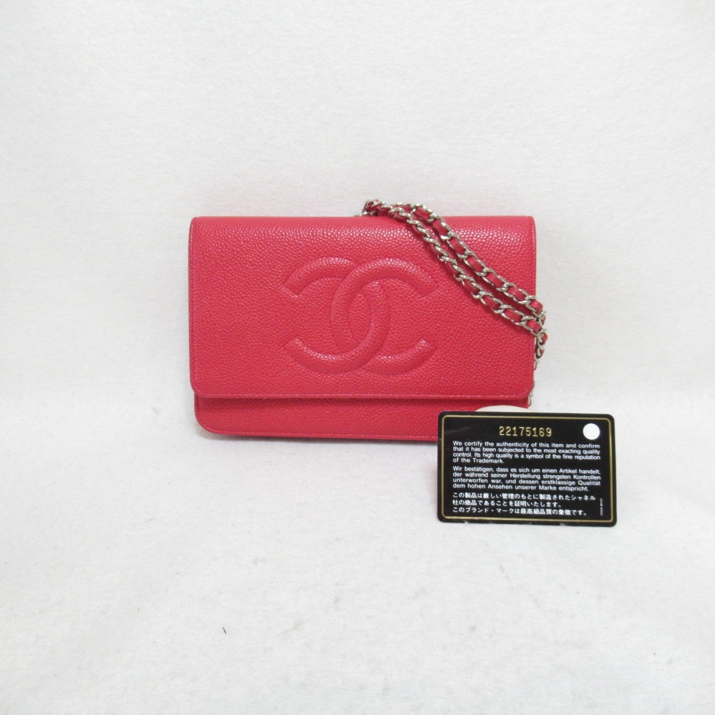 CHANEL Chain wallet Red Caviar Skin [Grained Calf]