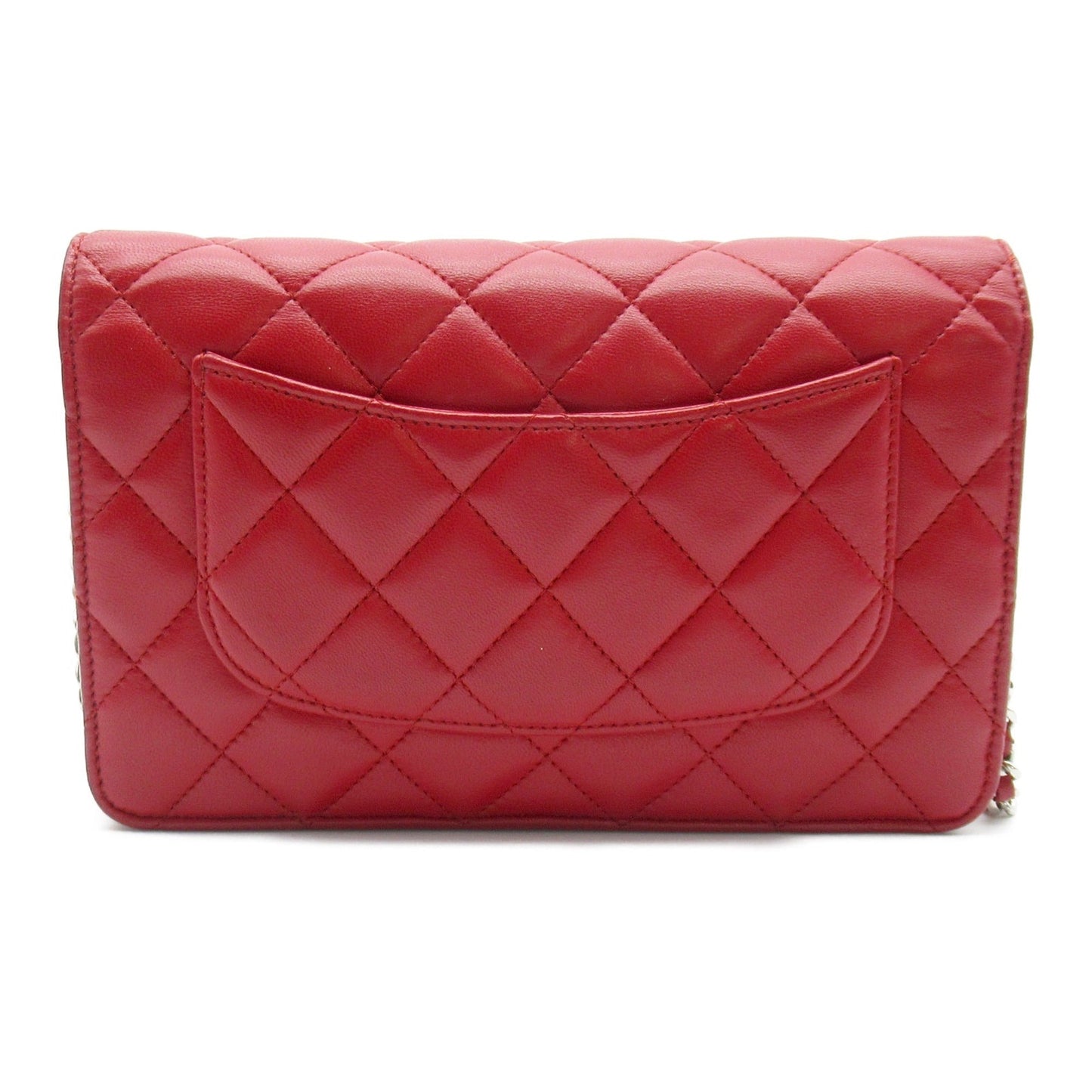 CHANEL Chain wallet Red Lambskin [sheep leather]