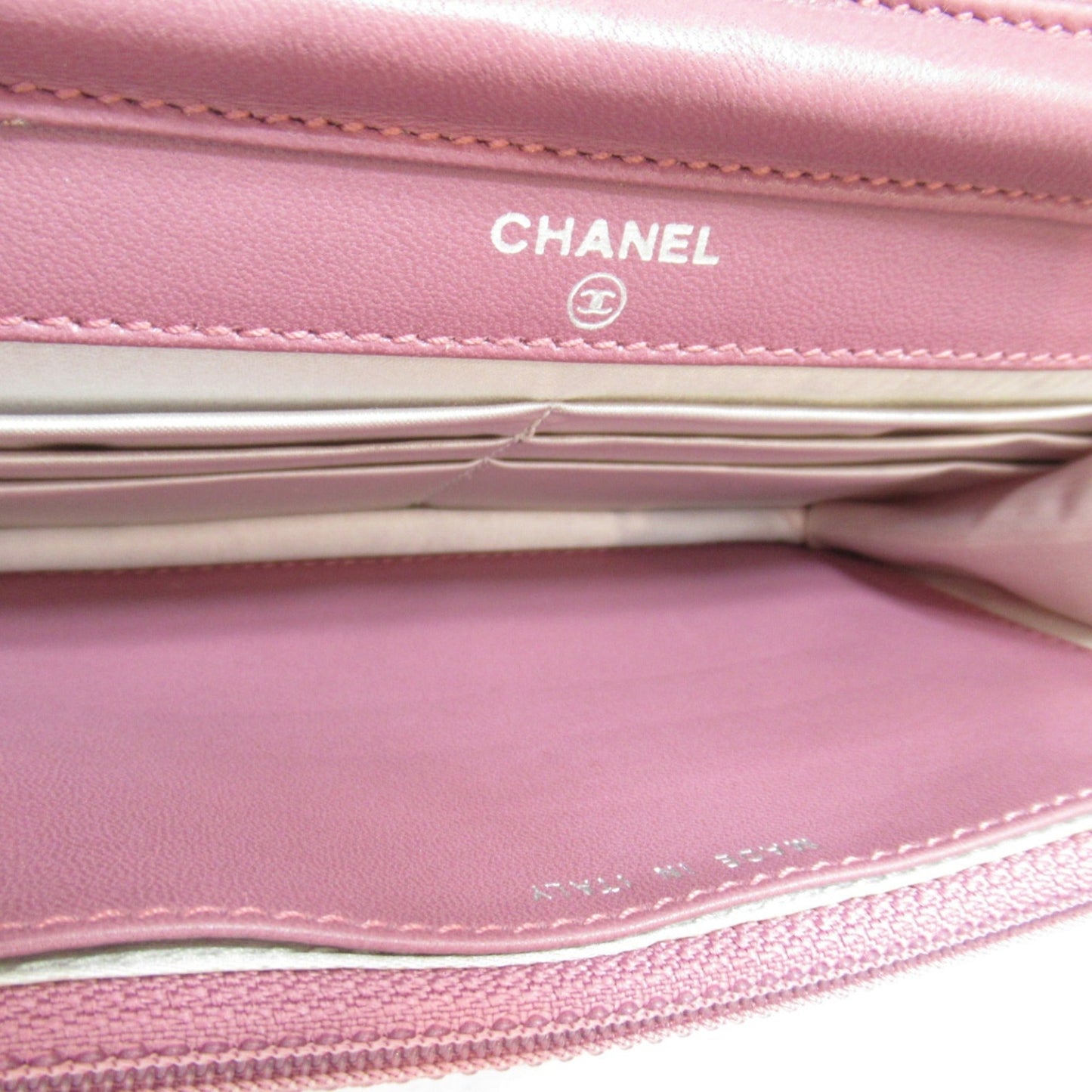 CHANEL Chain wallet Shoulder Bag Pink Nylon Nylon jacquard