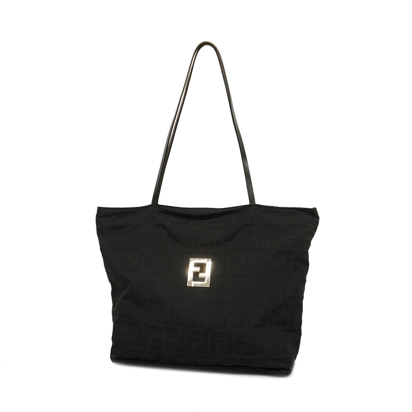 FENDIAuth  Zucca Tote Bag Women's Nylon Canvas,Leather Black