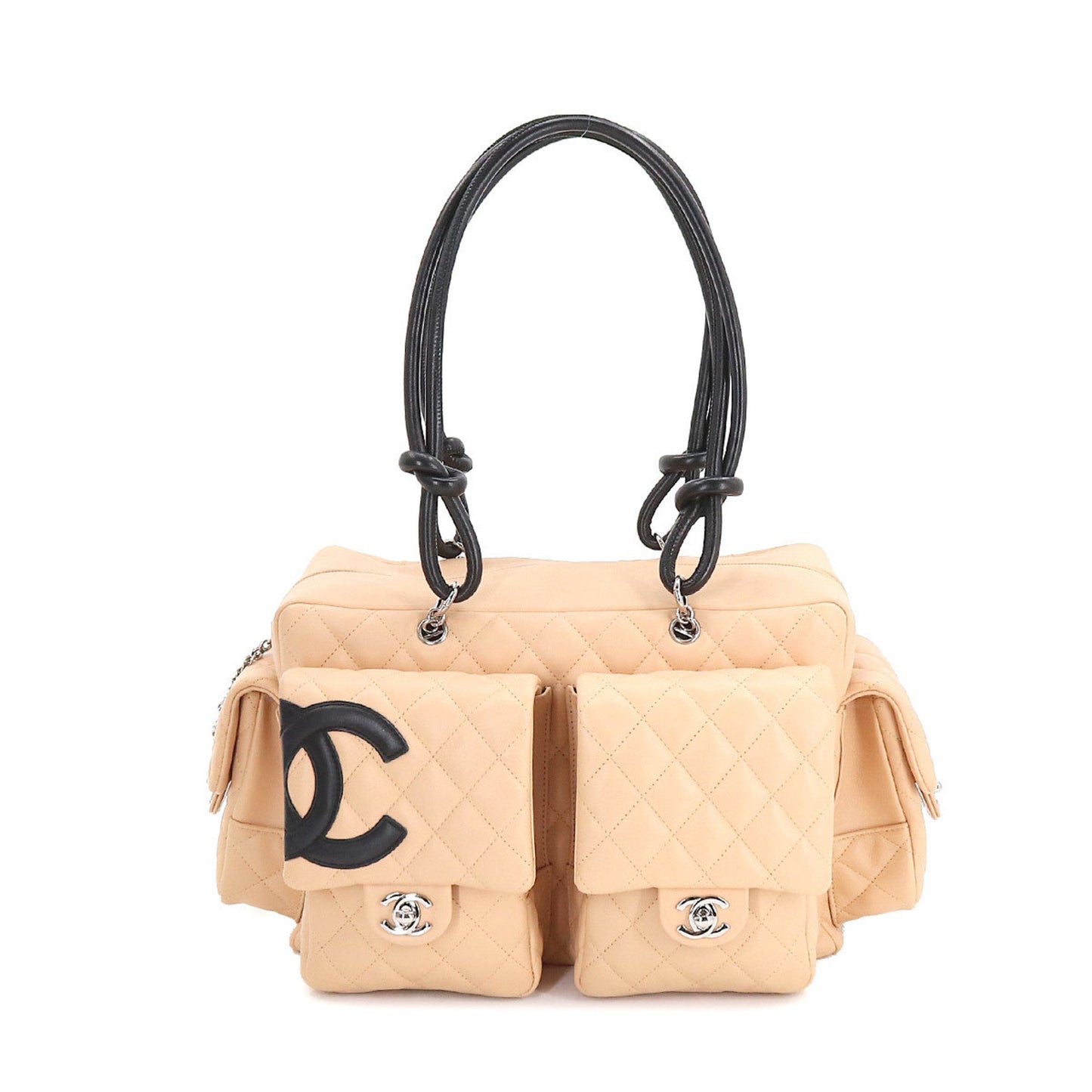 CHANEL cambon line multi-pocket shoulder bag leather beige black A25173 vintage Cambon Line Bag