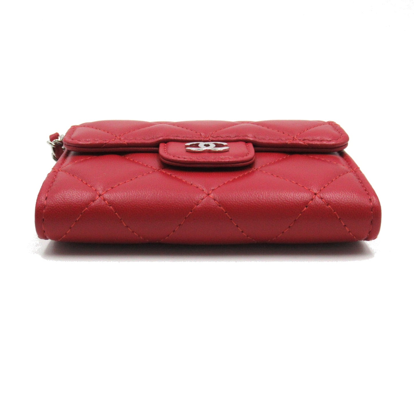 CHANEL Mini Chain Wallet Red Lambskin [sheep leather]