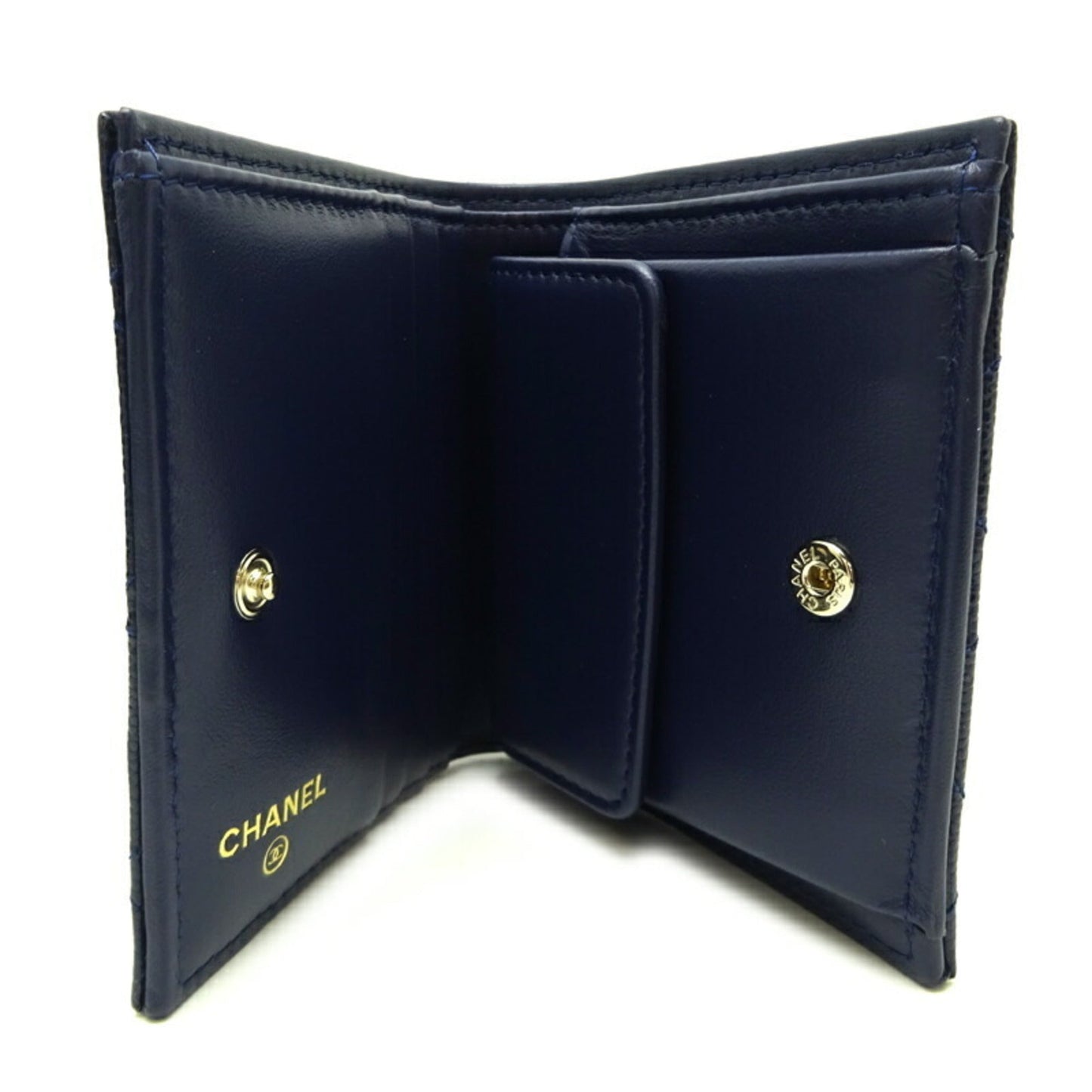 CHANEL Matelasse Small Ladies' Men's Long Wallet AP3341 Caviar Skin Navy