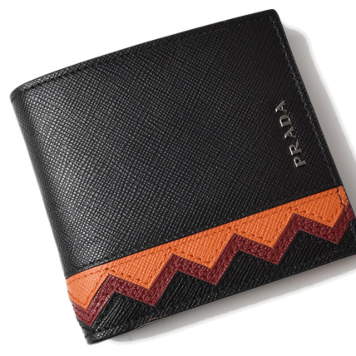 Prada wallet for men PRADA 2MO912 SAFFIANO Saffiano black papaya