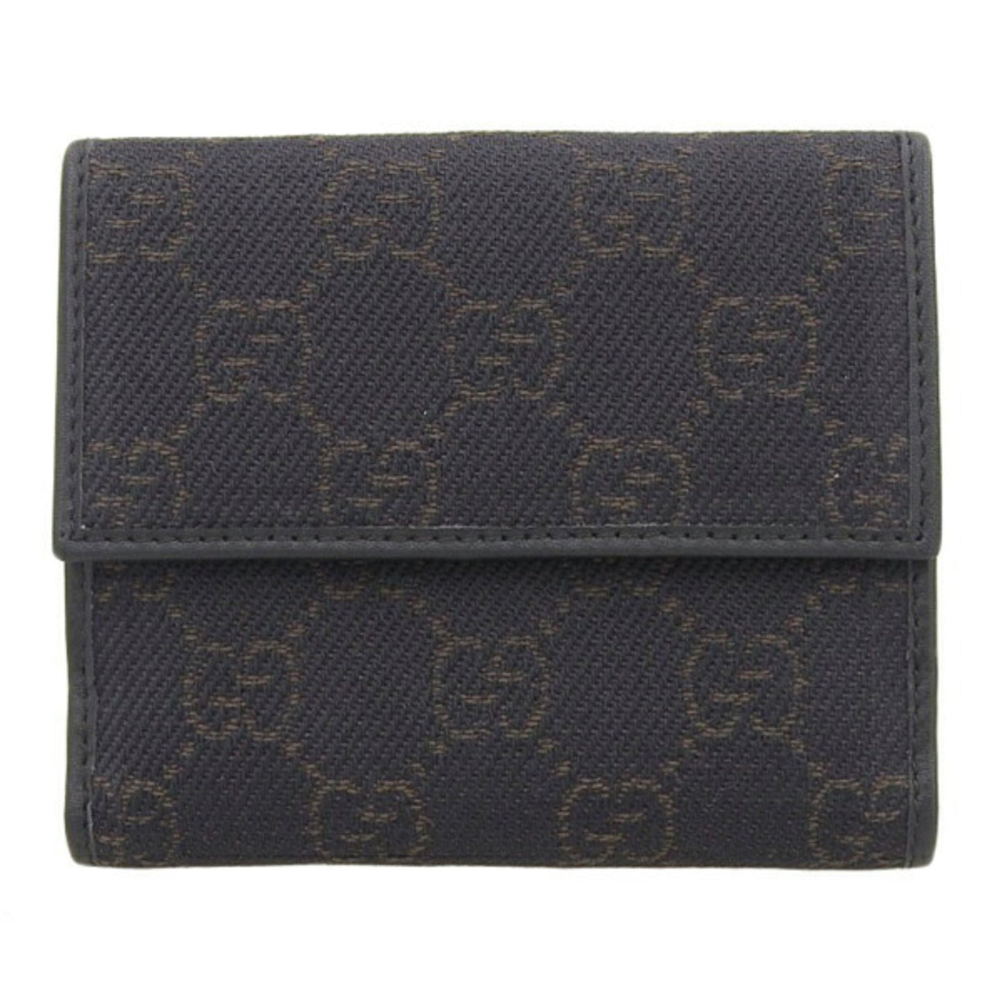 GUCCI Horsebit GG Canvas Bifold Wallet 101604 Black Women's