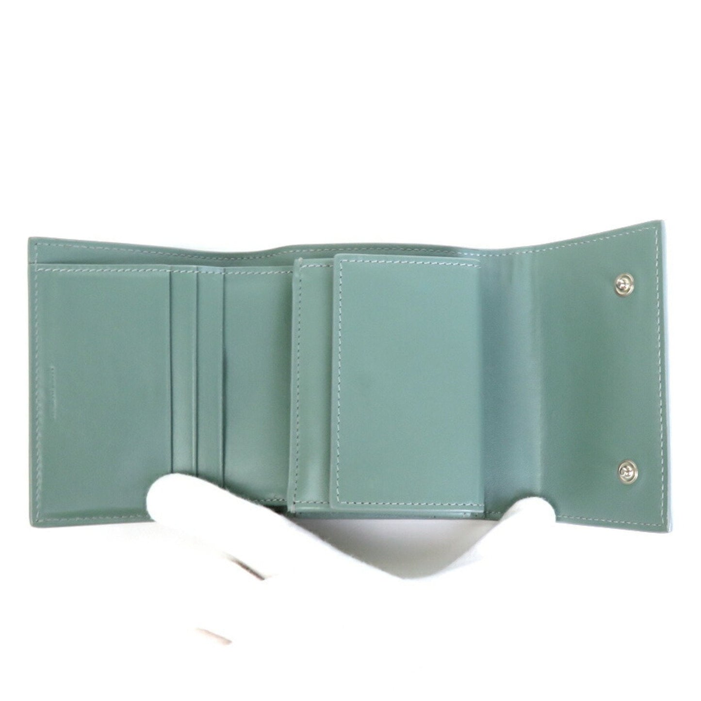 Celine Trifold Wallet Leather Green Unisex