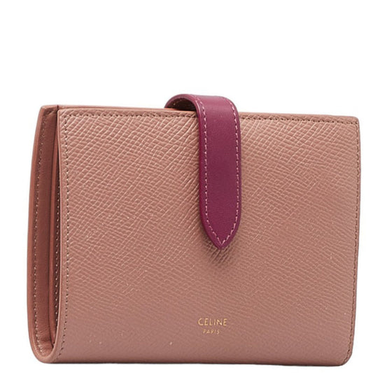 Celine Small Strap Bifold Wallet 10H263 Rose Wild Berry Pink Calfskin Ladies