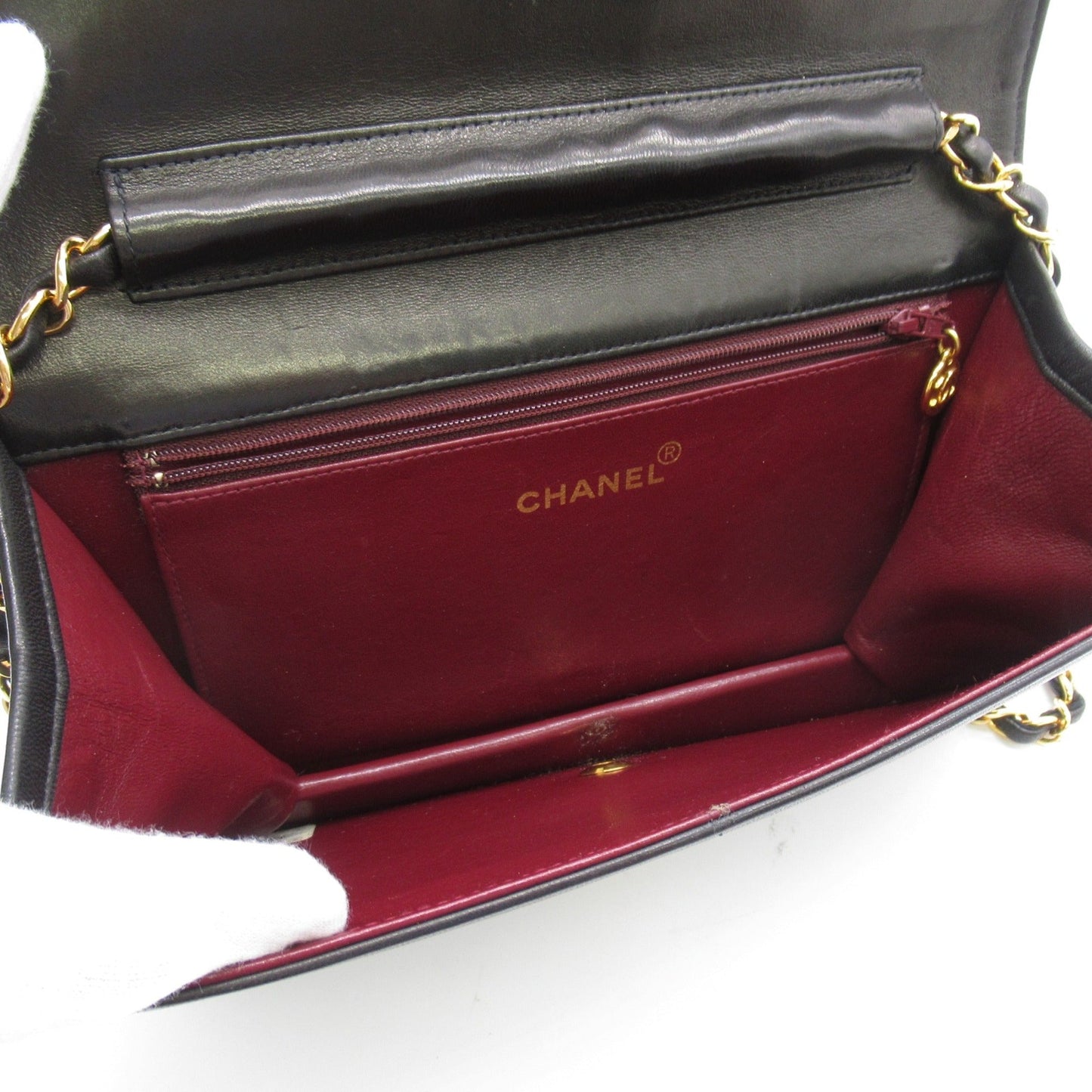 CHANEL Pushlock Matelasse ChainShoulder Bag Black Lambskin [sheep leather]