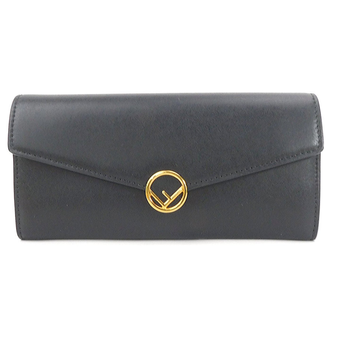 FENDI Long Wallet F's Leather Black Ladies 8M0251・A0KK