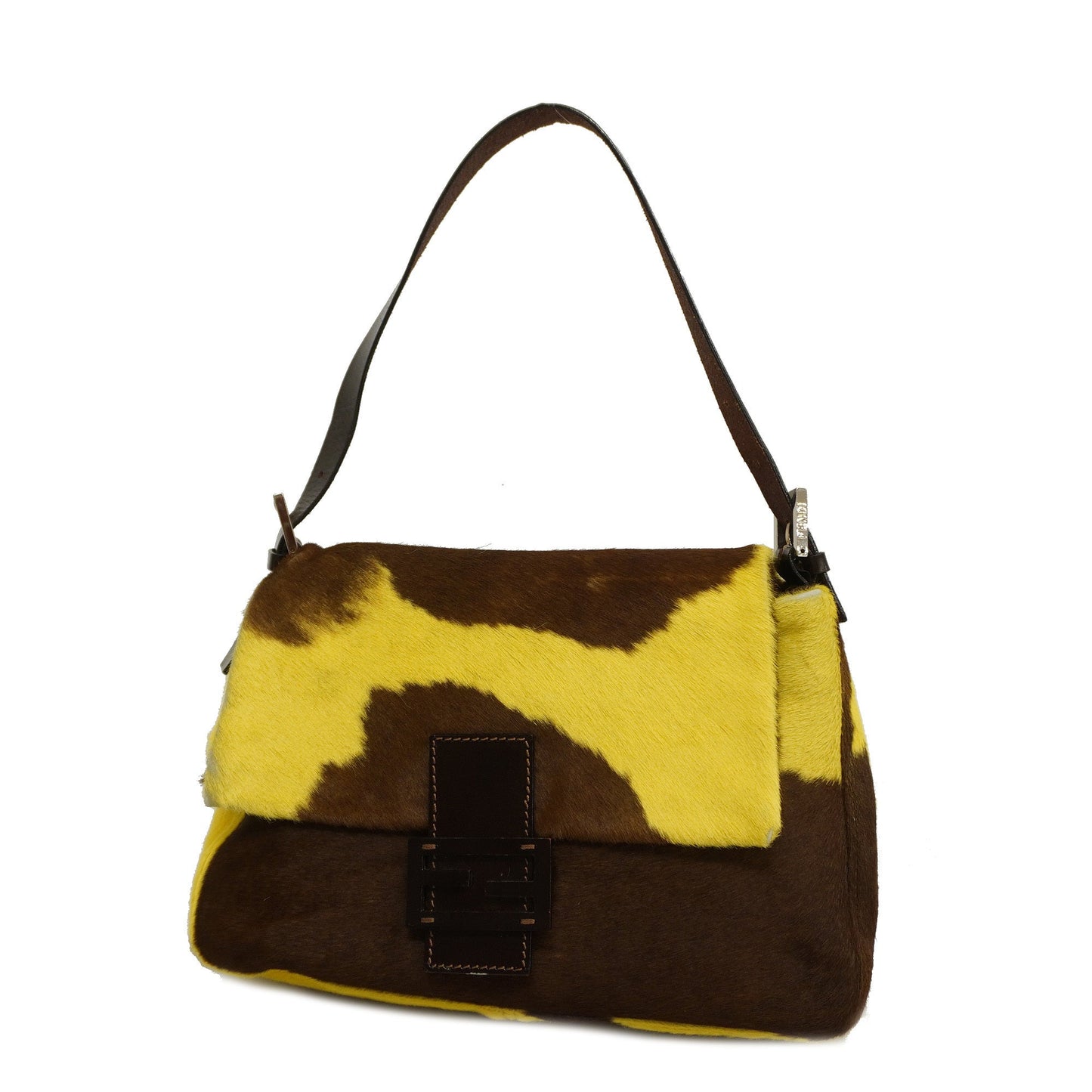 FENDI  Mamma Bucket Harako Women's Leather Handbag Brown,Yellow